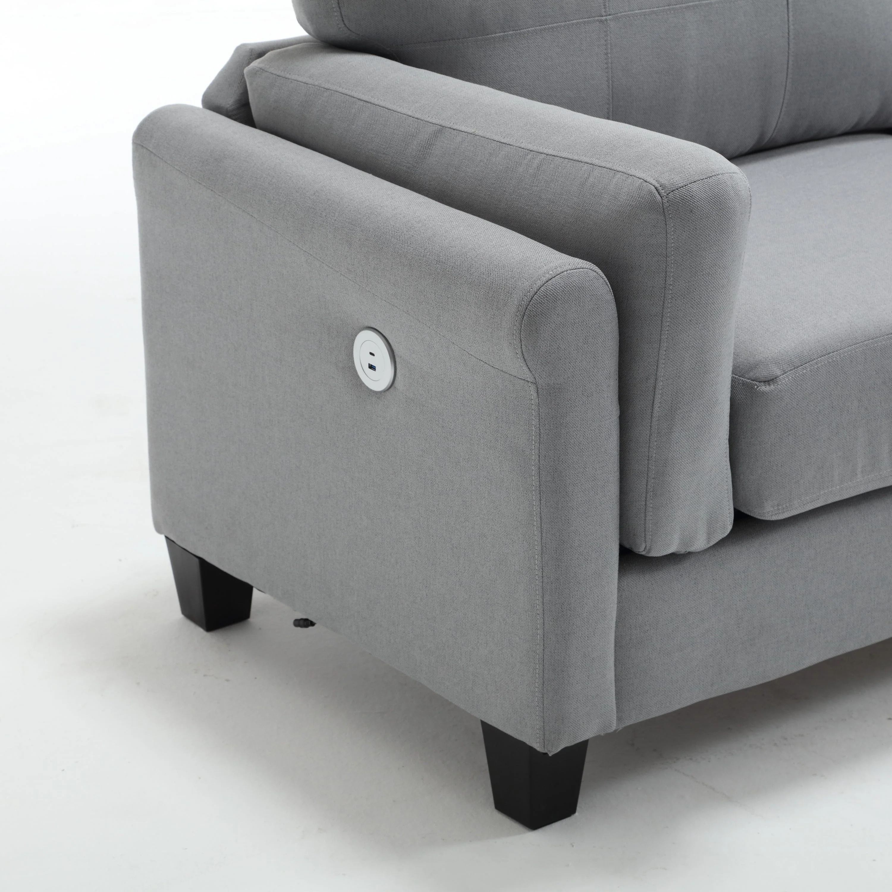 Modern Gray Sofa with Integrated USB and Type-C Charging - Image 10