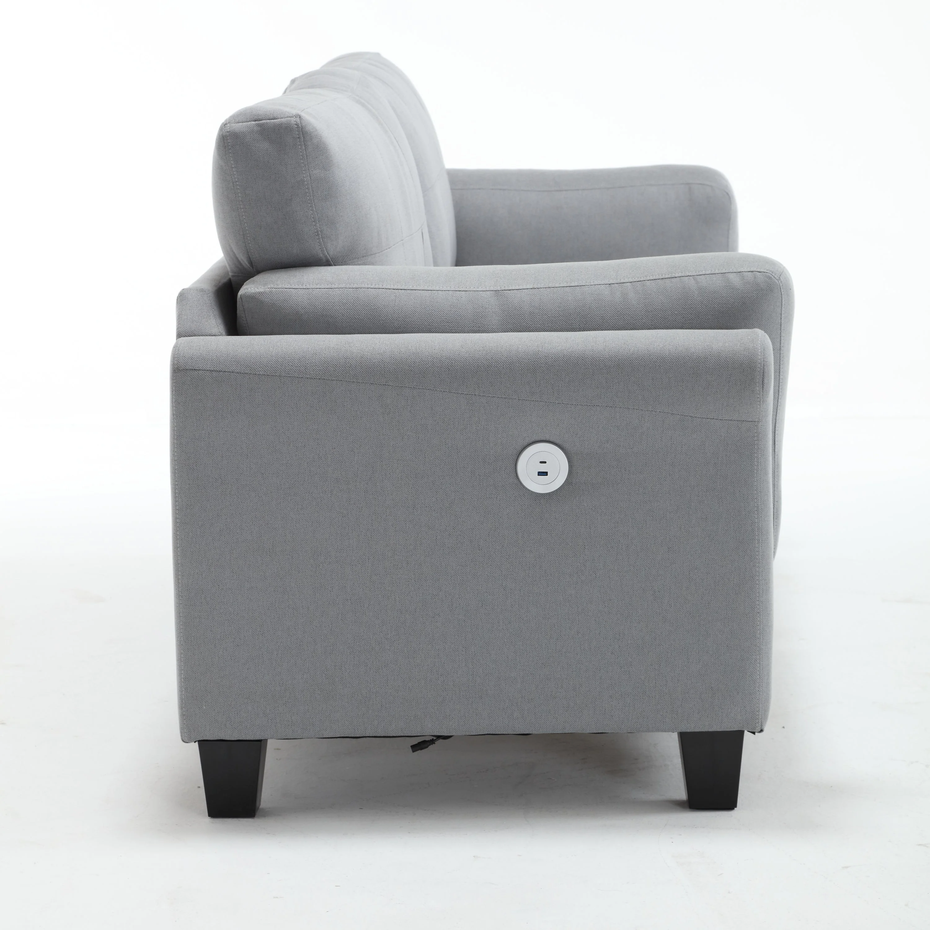 Modern Gray Sofa with Integrated USB and Type-C Charging - Image 11