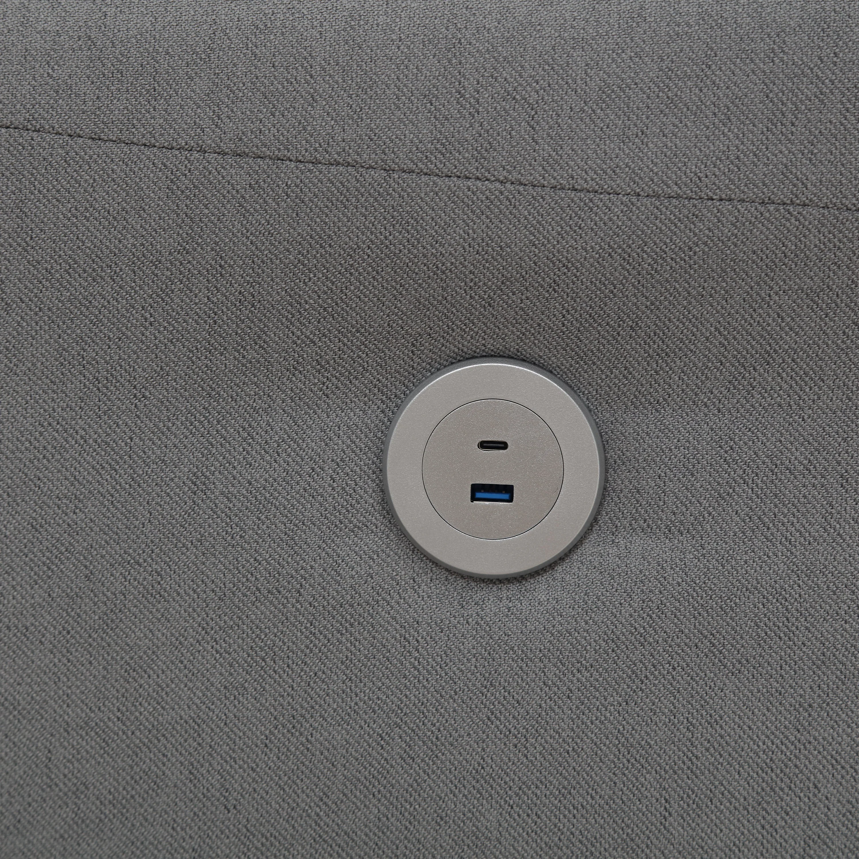 Modern Gray Sofa with Integrated USB and Type-C Charging - Image 14