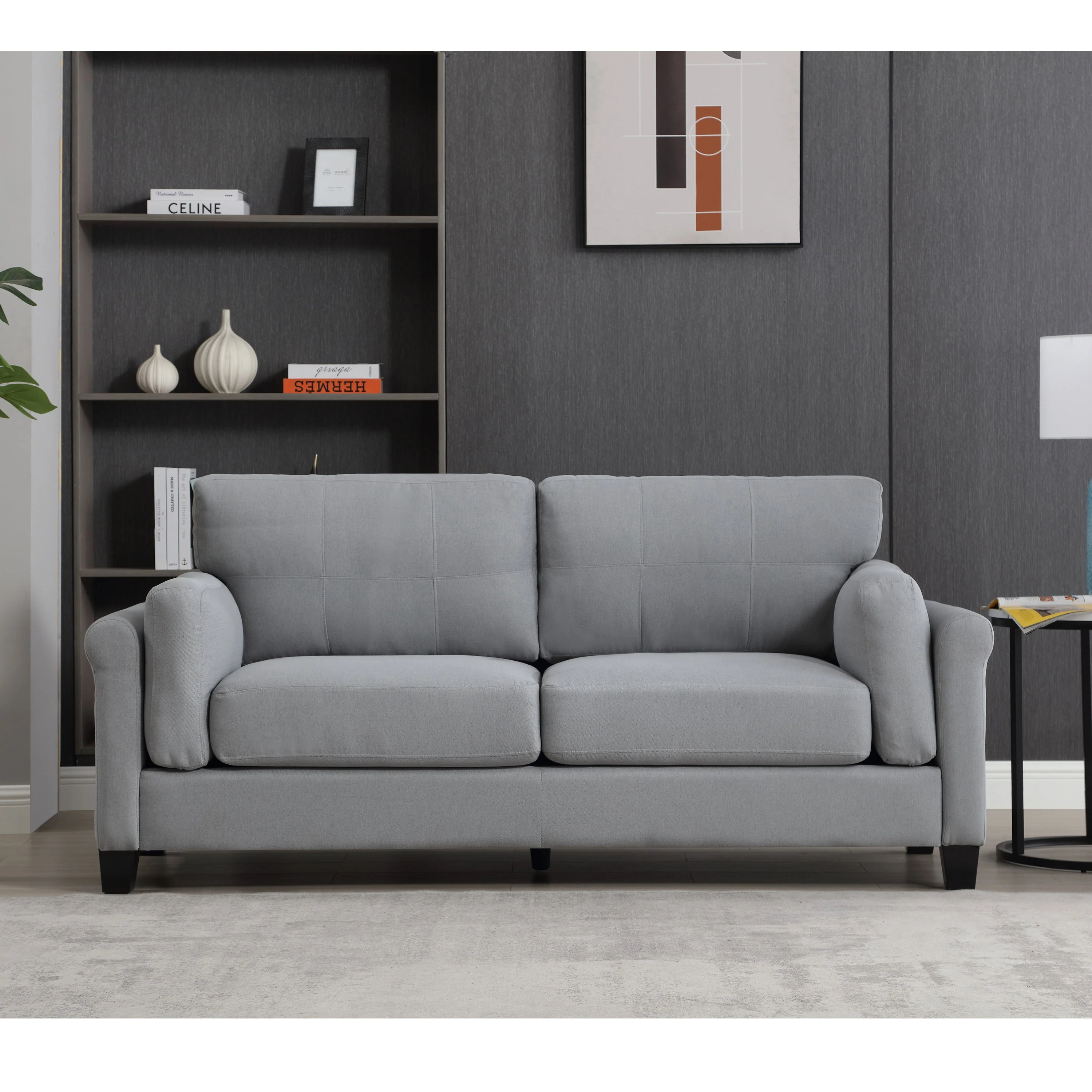 Modern Gray Sofa with Integrated USB and Type-C Charging - Image 2