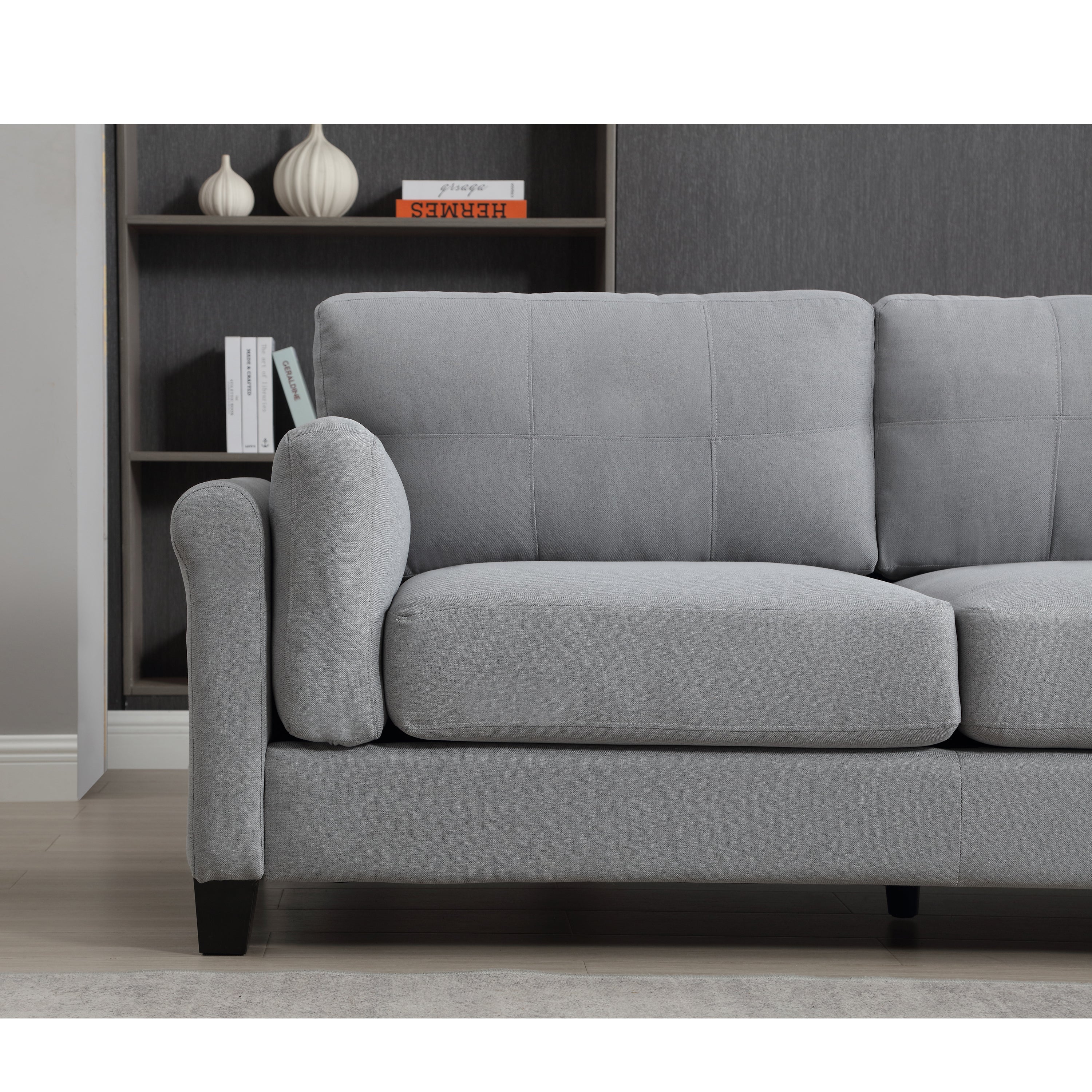 Modern Gray Sofa with Integrated USB and Type-C Charging - Image 3
