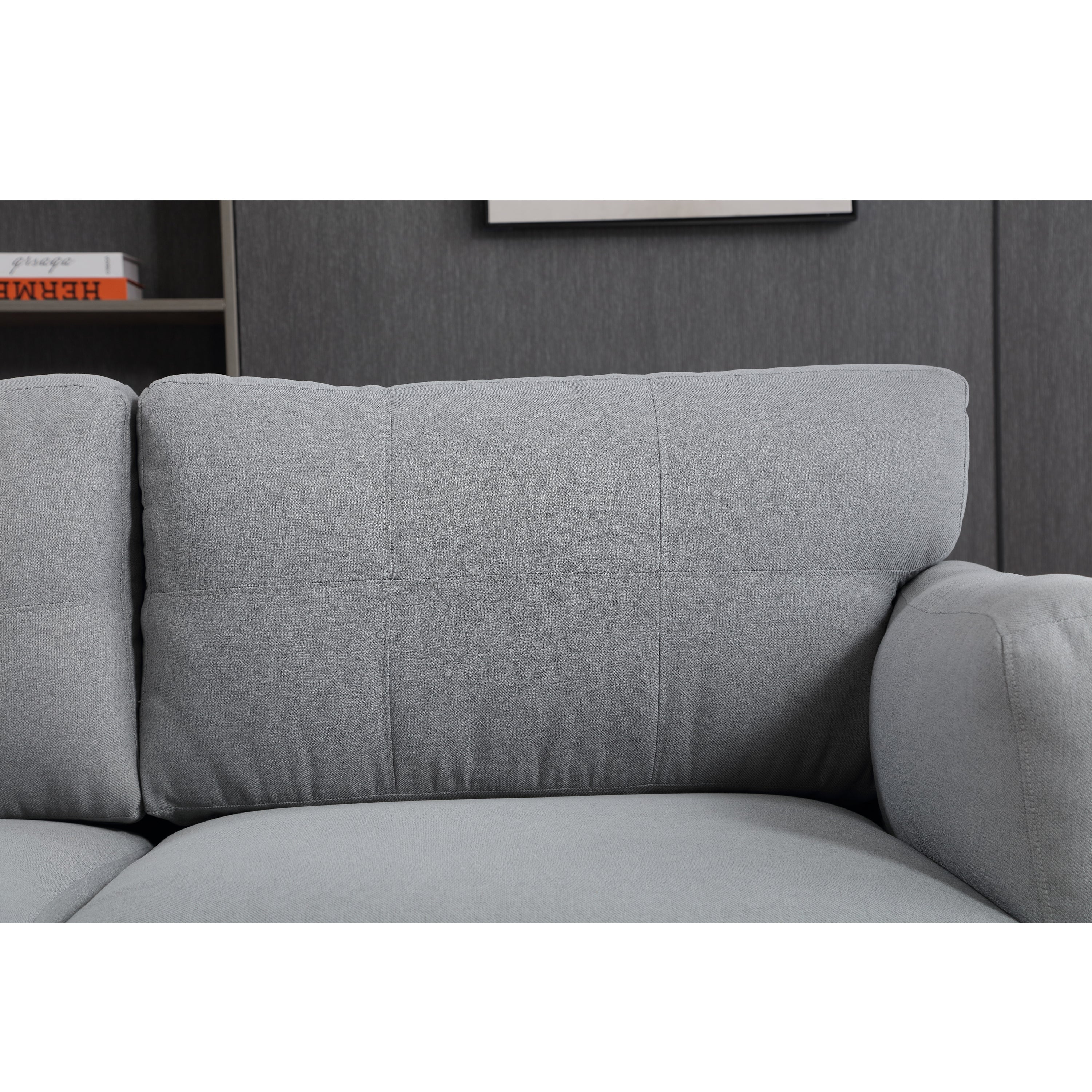 Modern Gray Sofa with Integrated USB and Type-C Charging - Image 5