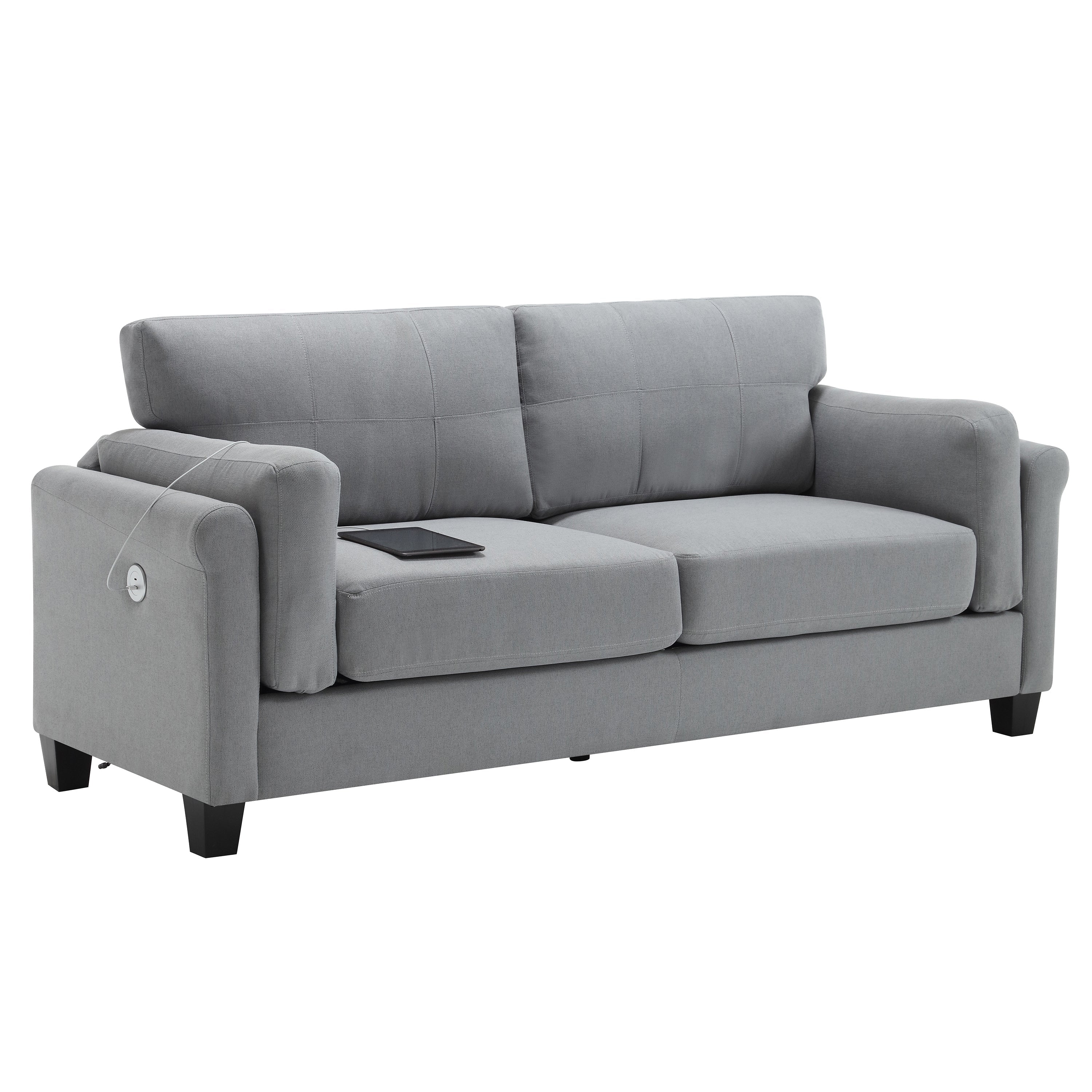 Modern Gray Sofa with Integrated USB and Type-C Charging - Image 6