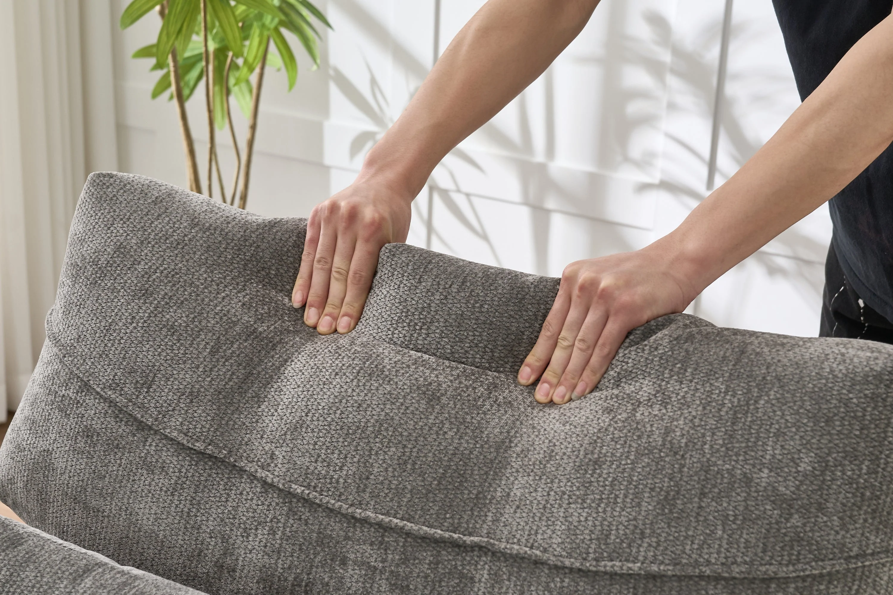 Modern Grey Upholstered Chaise Lounge Sofa Recliner - Image 12