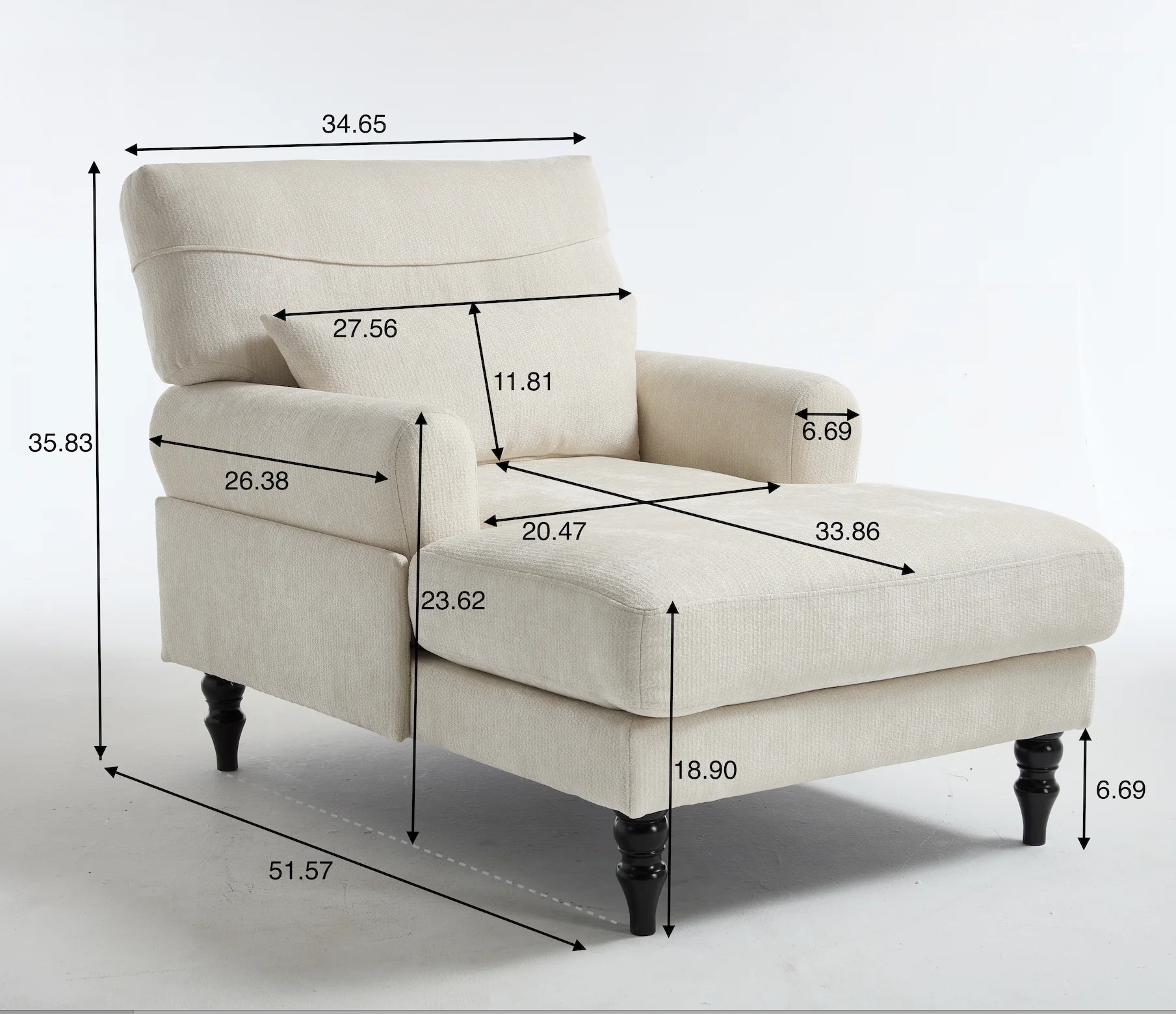 Modern Grey Upholstered Chaise Lounge Sofa Recliner - Image 15
