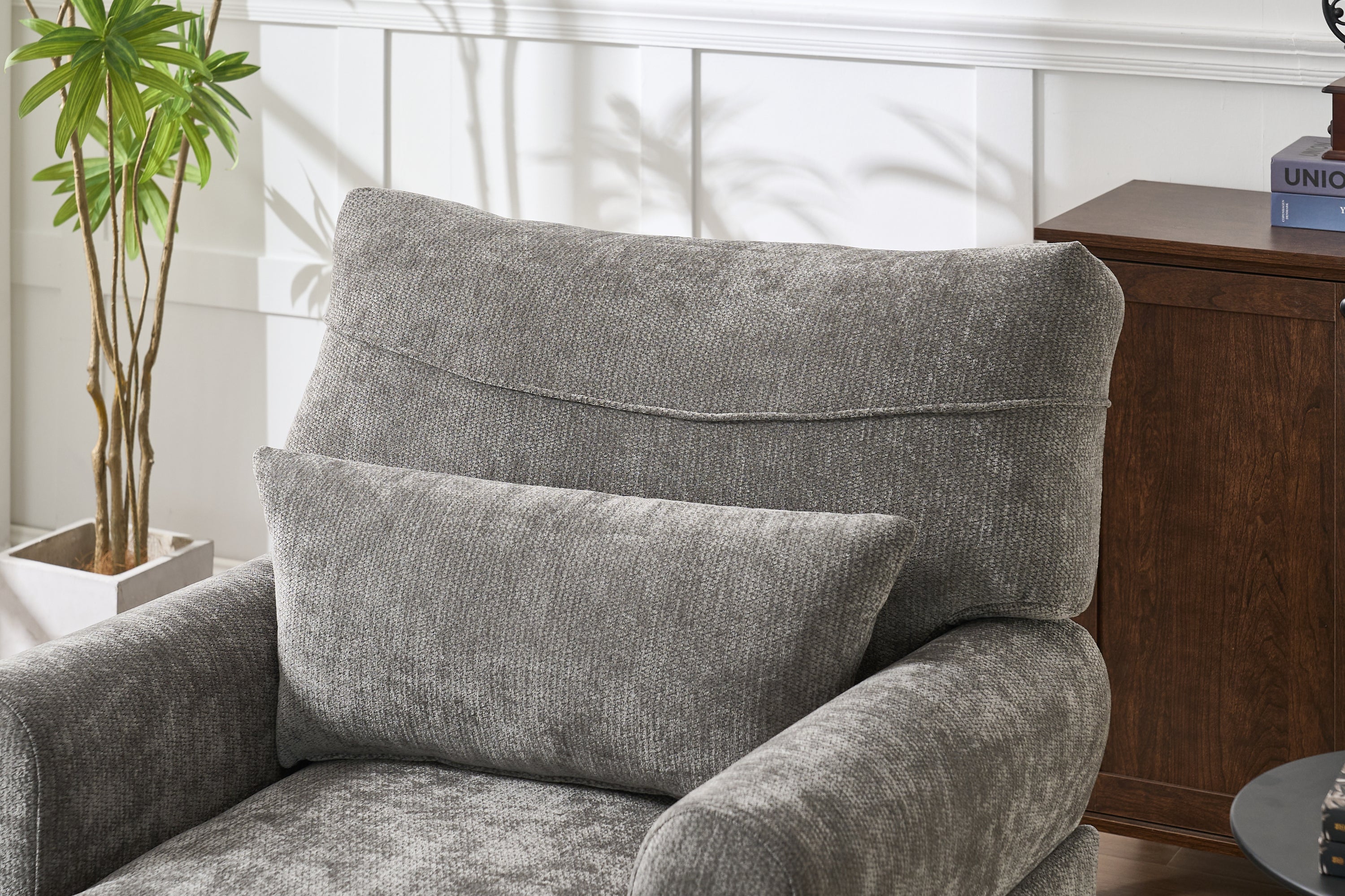 Modern Grey Upholstered Chaise Lounge Sofa Recliner - Image 5