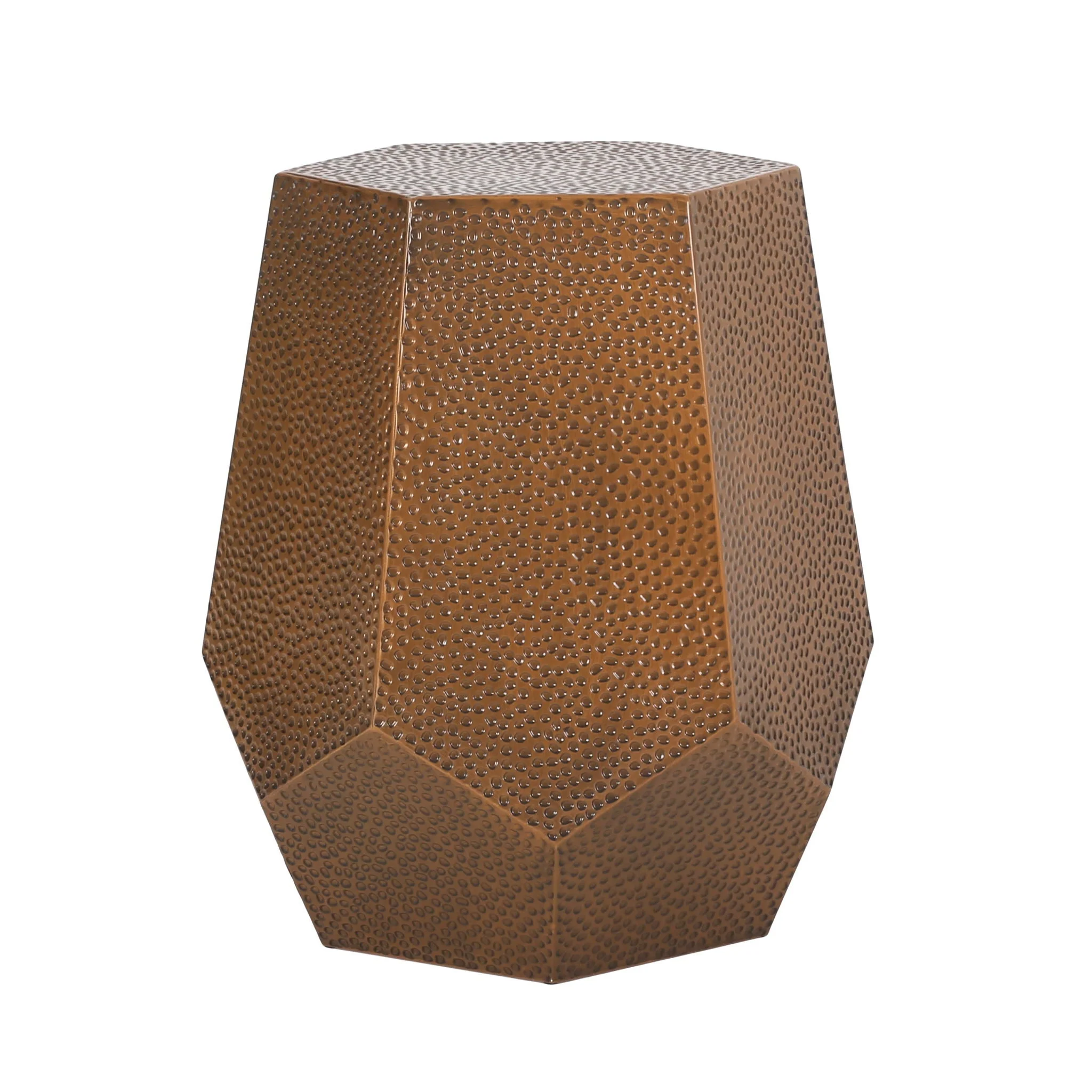 Modern Hammered Iron Geometric End Table - Image 2
