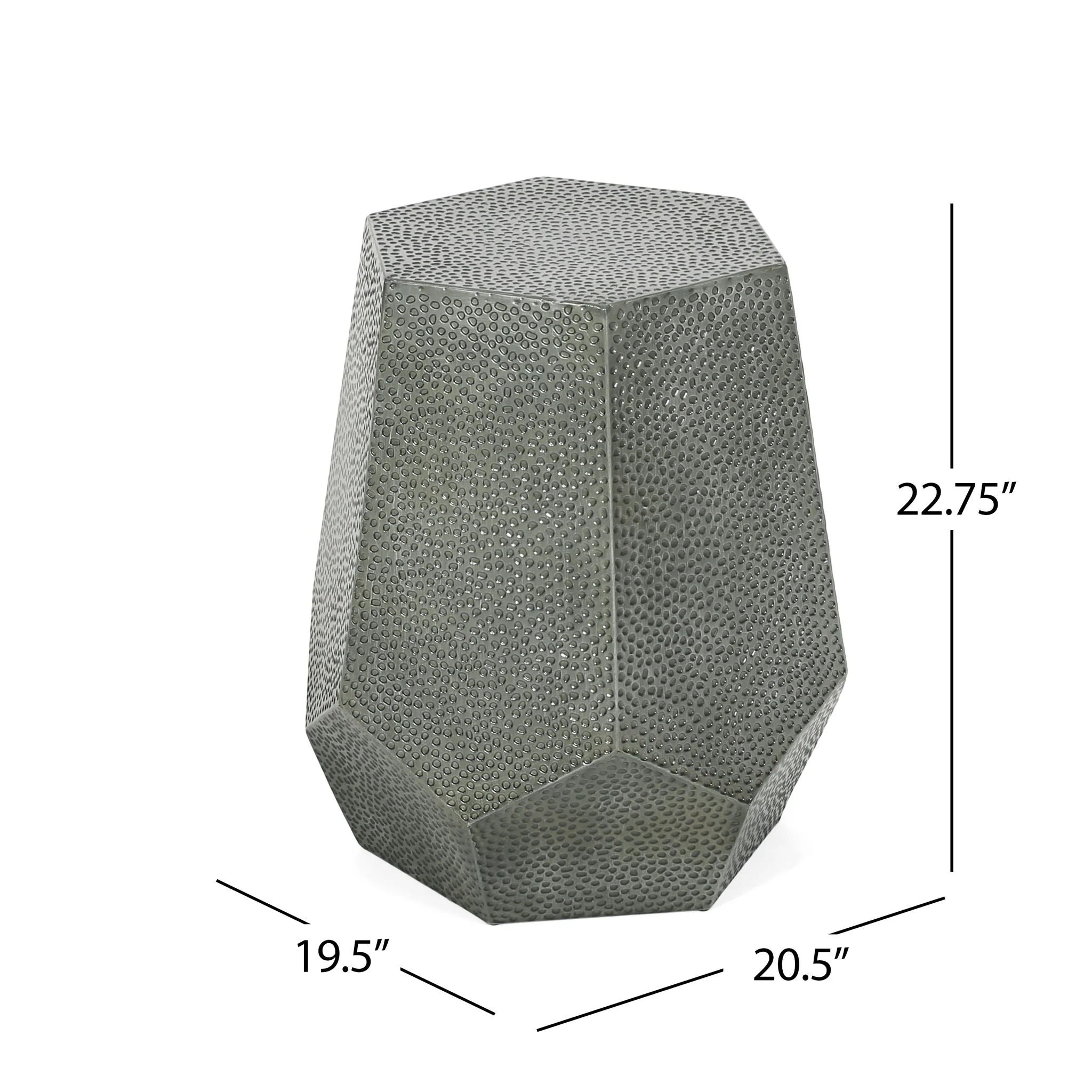 Modern Hammered Iron Geometric End Table - Image 5