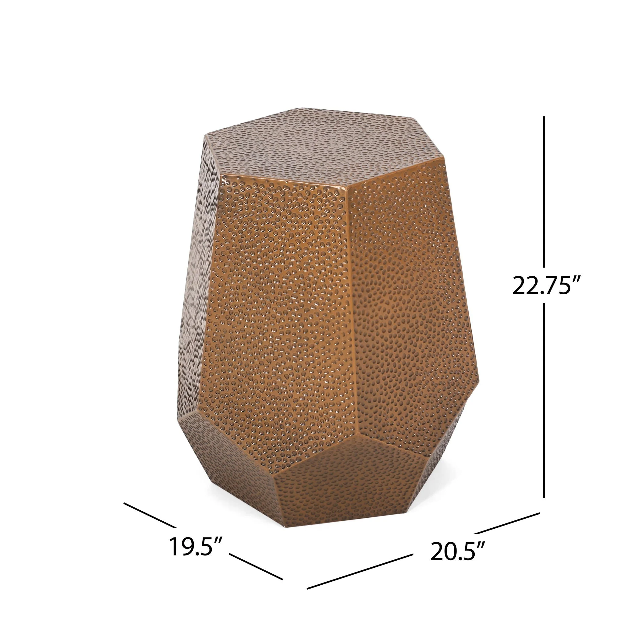 Modern Hammered Iron Geometric End Table - Image 6
