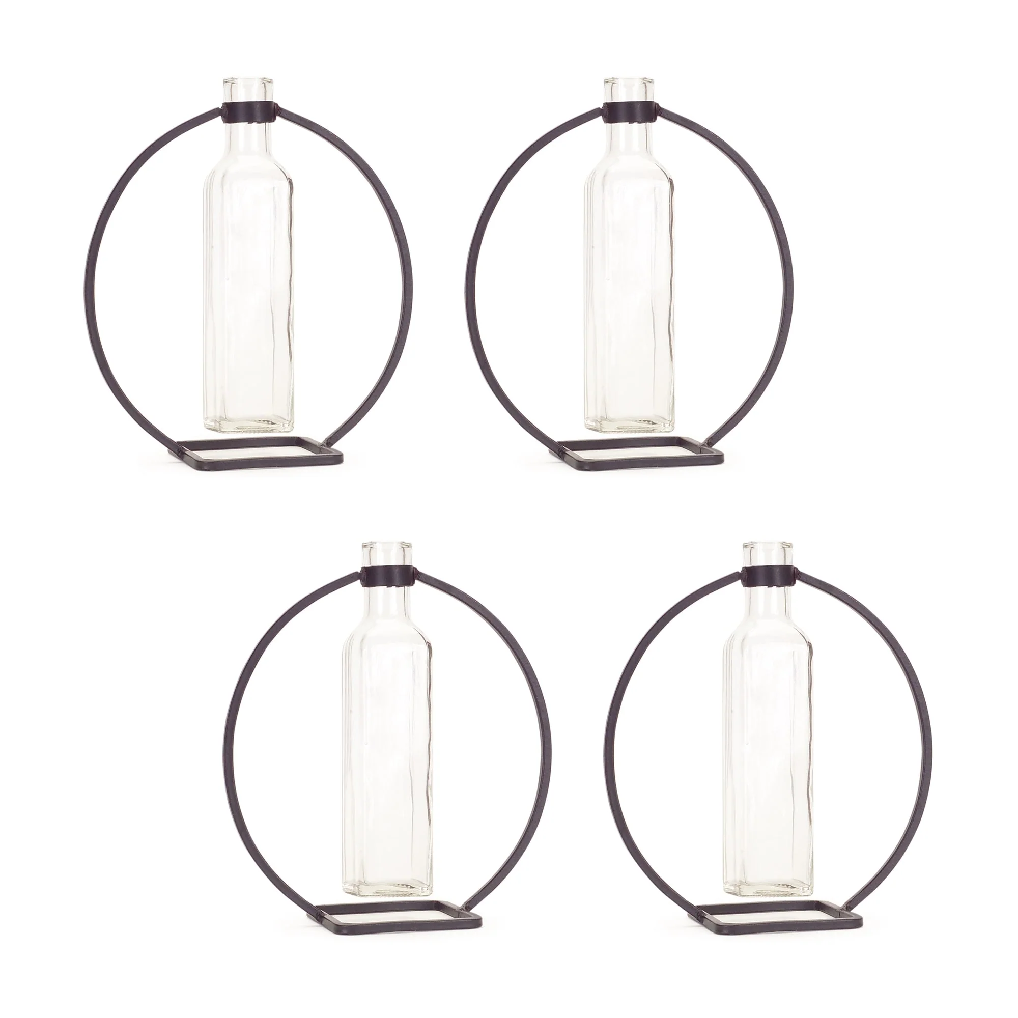 Modern Hanging Bottle Vase In Circle Stand (Set of 4)