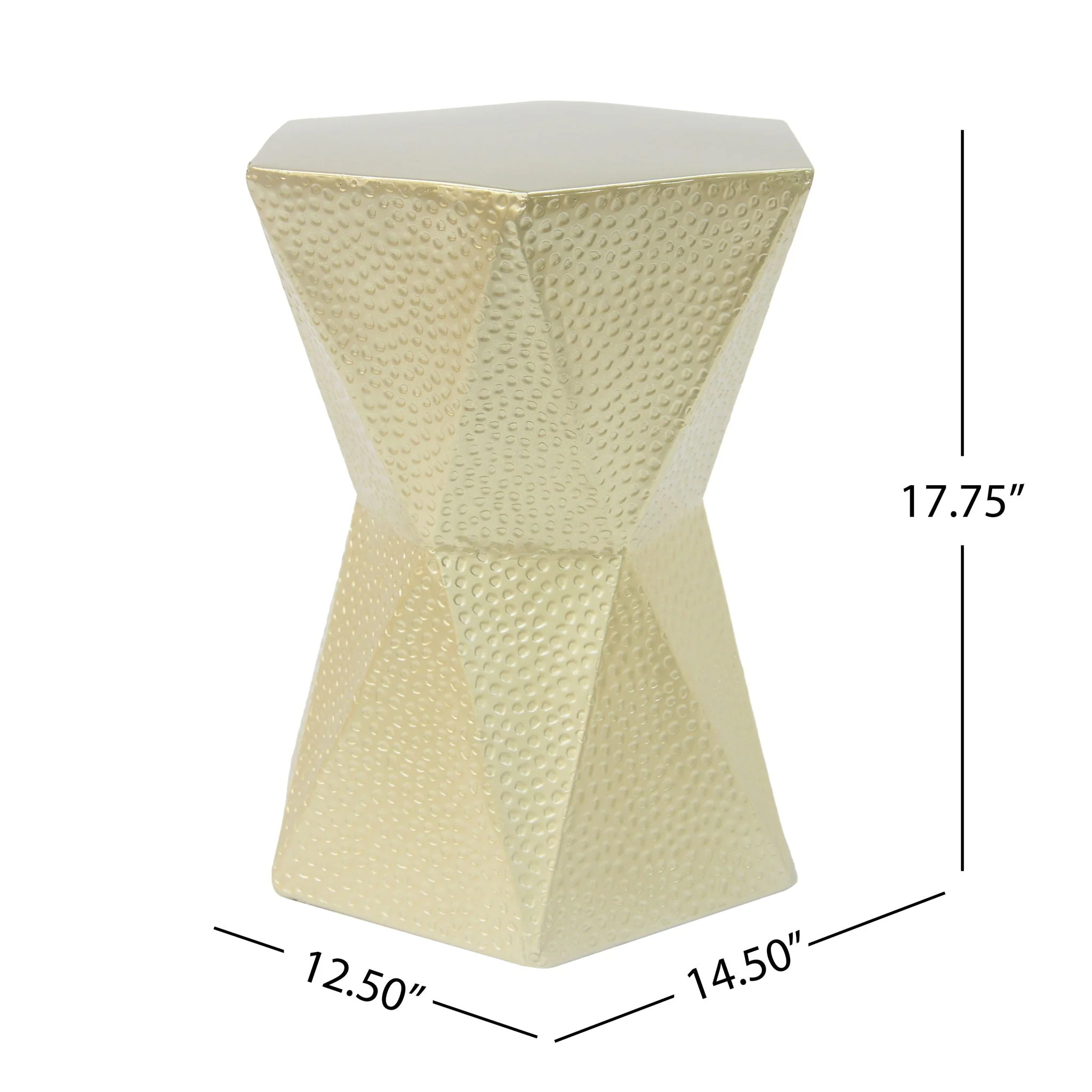 Modern Hexagon Side Table With Knockout Pit Texture - Gold - Image 2