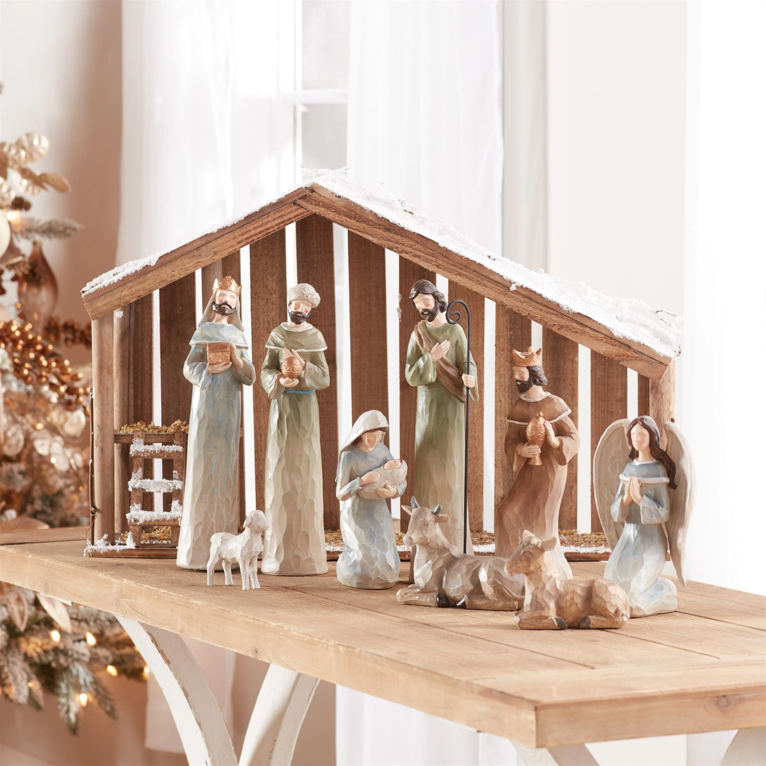 Modern Holiday Nativity Figurines (Set of 9) - Image 2