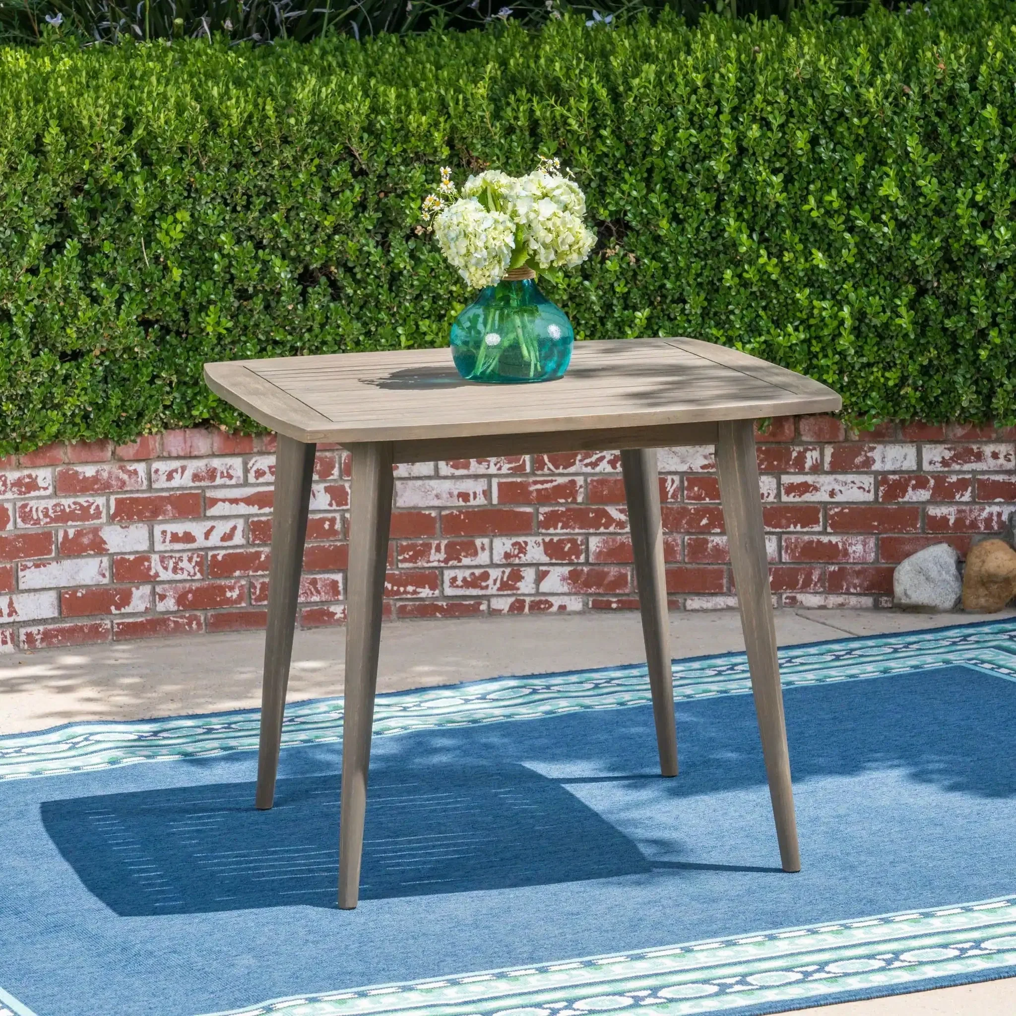 Modern Indoor Square Acacia Wood Dining Table With Toothpick Leg Design - Image 3