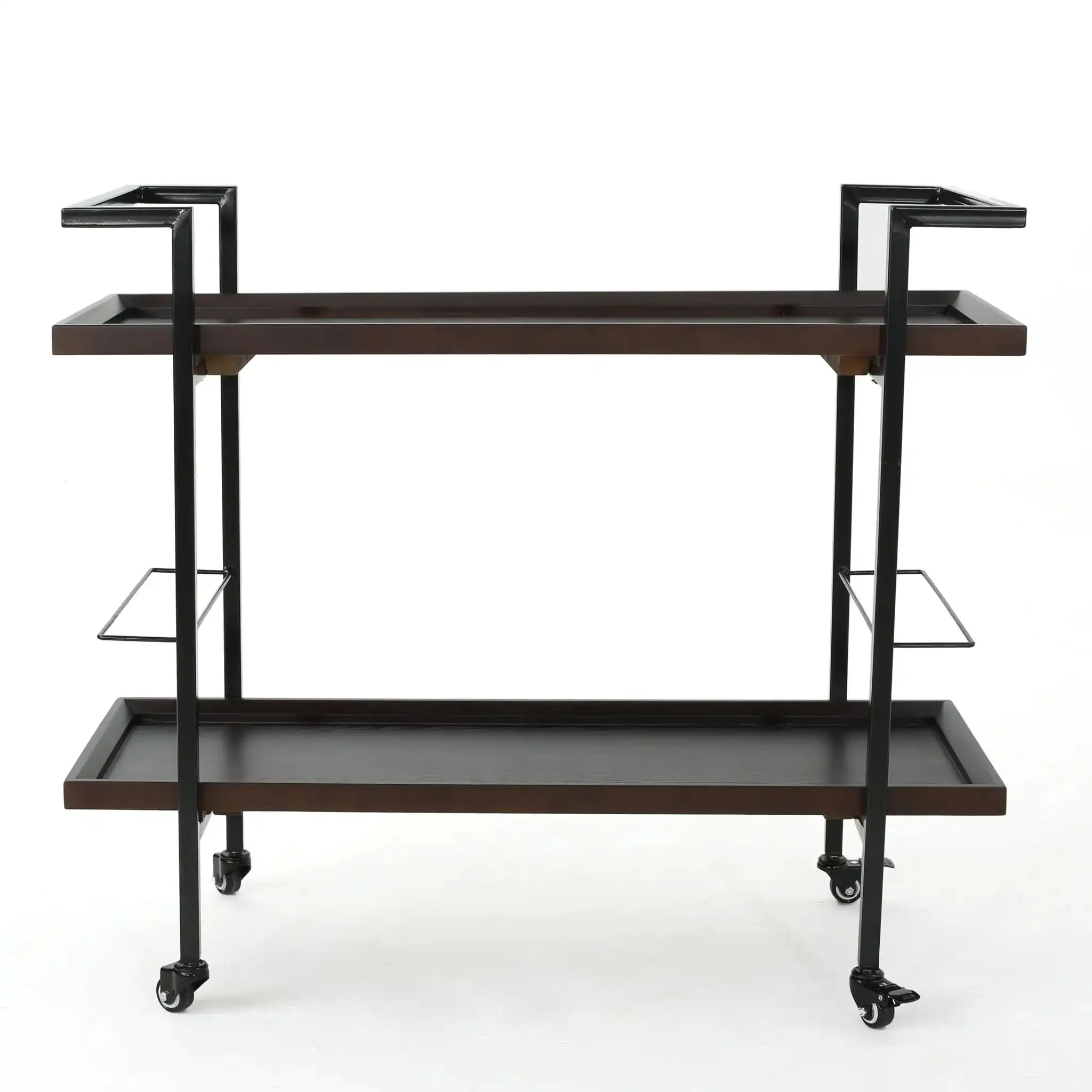 Modern Industrial Bar Cart With Shelving And Casters - Image 5