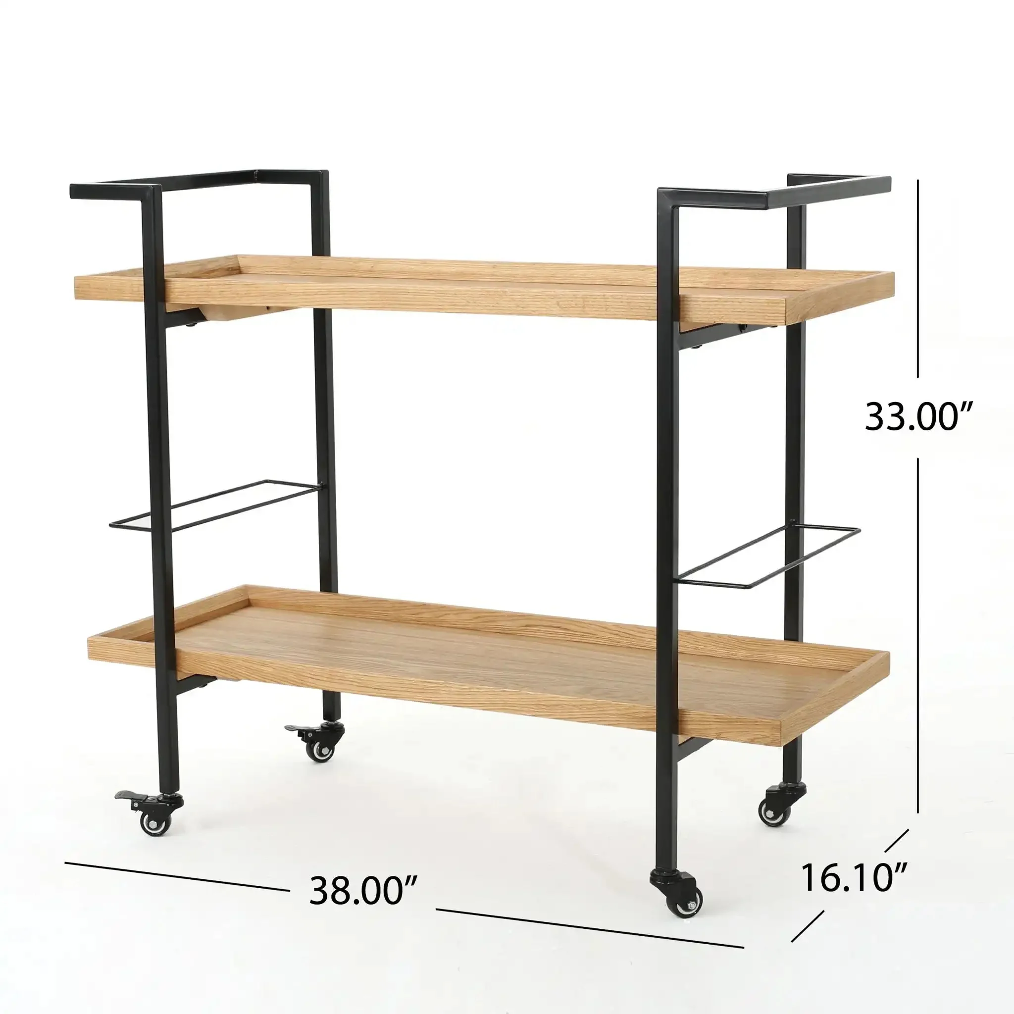 Modern Industrial Bar Cart With Shelving And Casters - Image 6