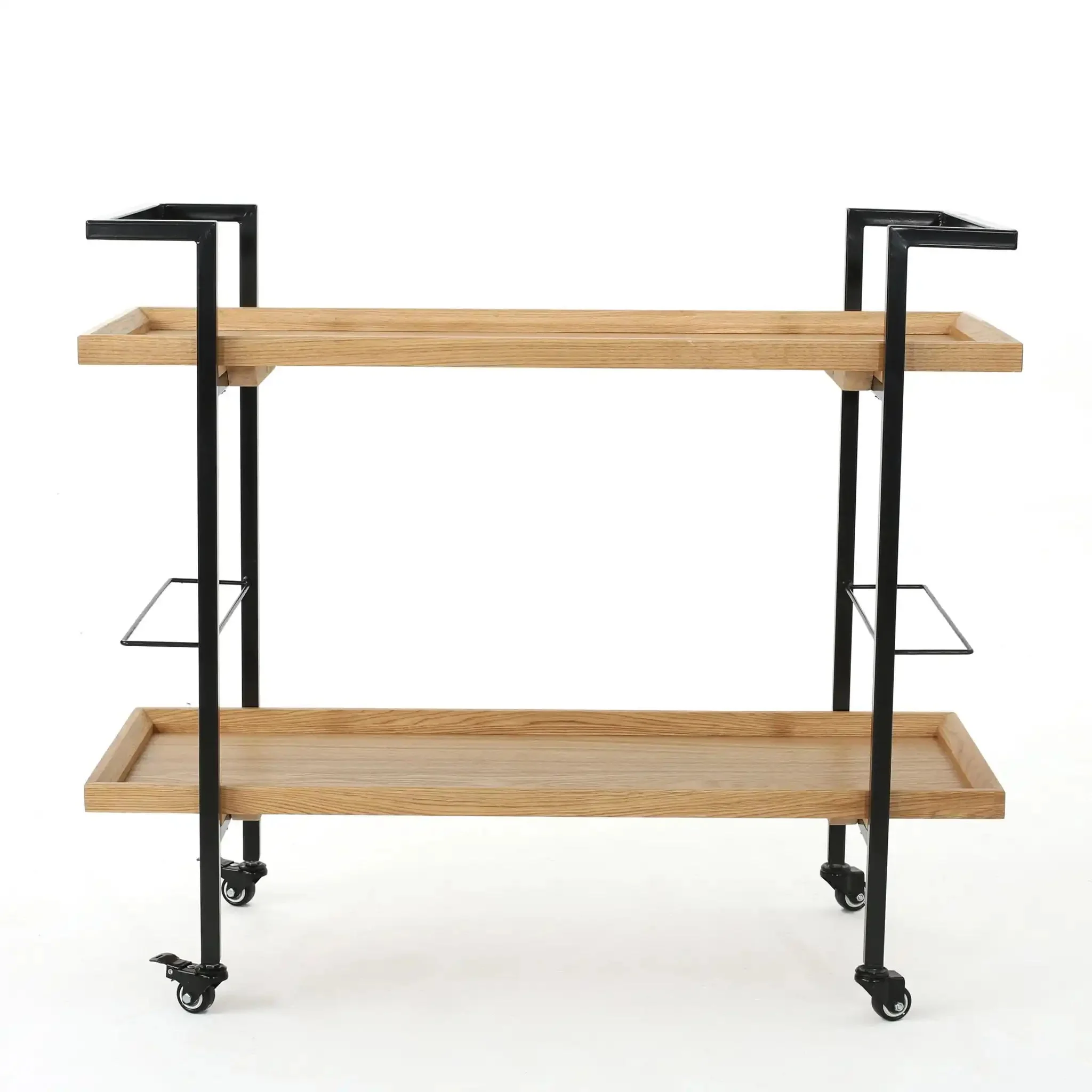 Modern Industrial Bar Cart With Shelving And Casters - Image 8