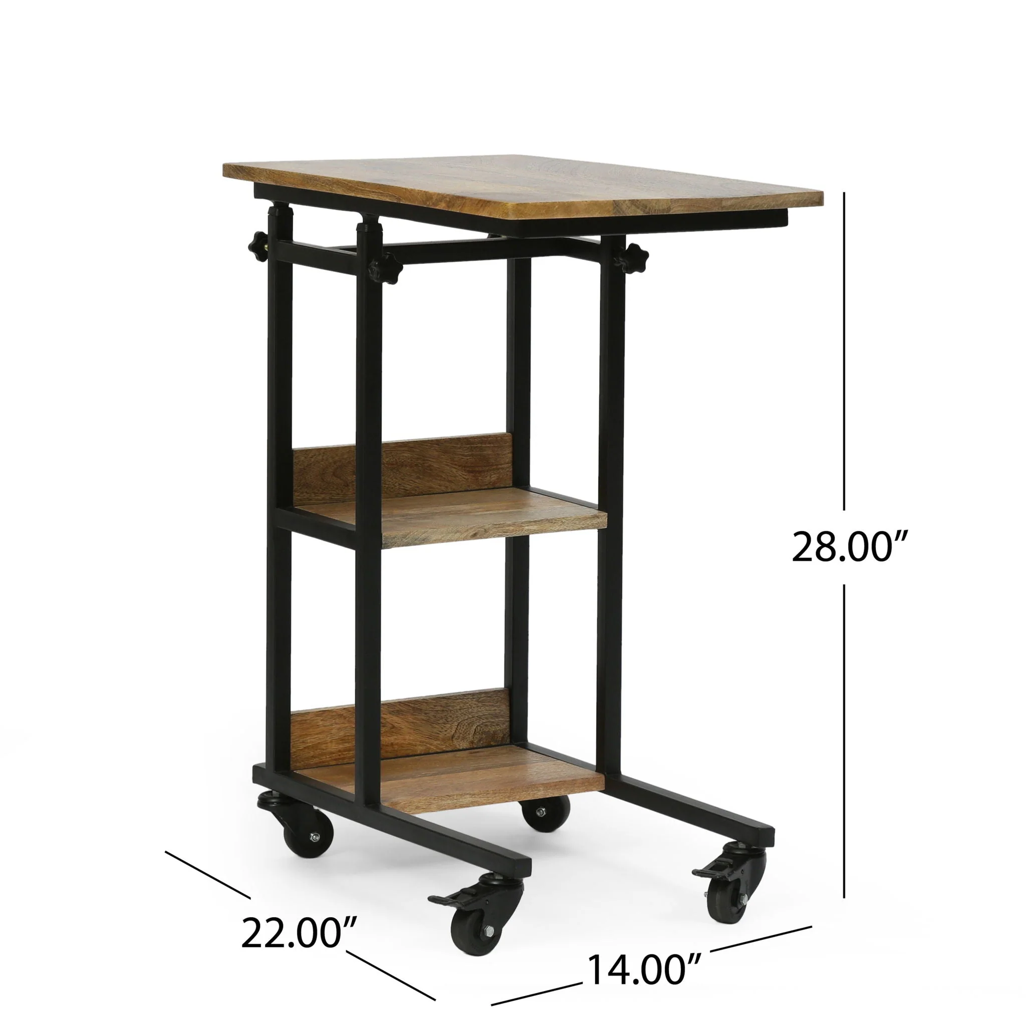Modern Industrial Bed Laptop Table with C-Shape Design and Adjustable Height - Natural - Image 4