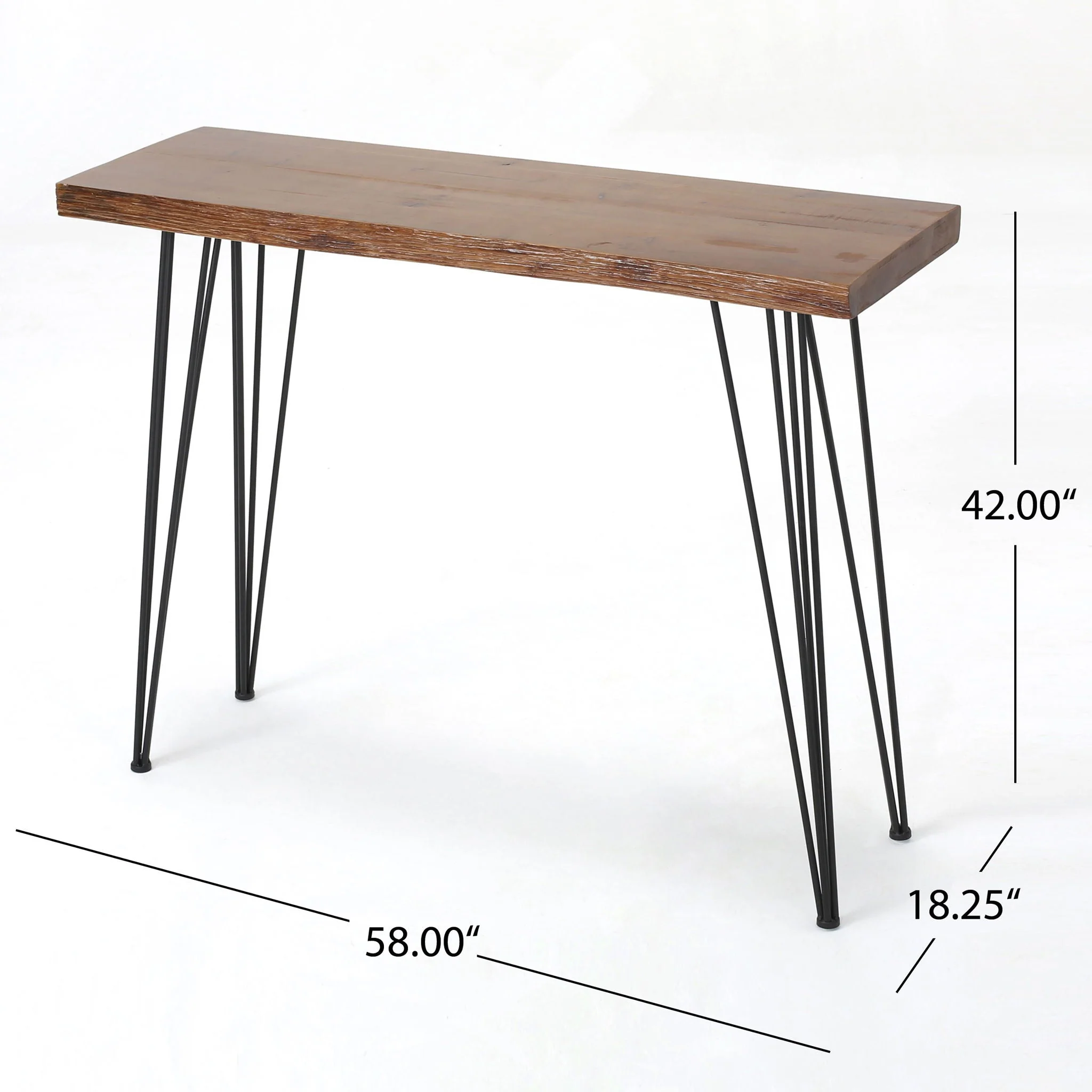 Modern Industrial Breakfast Bar Table, Metal Hairpin Legs & Wood Veneer Top - Natural - Image 2