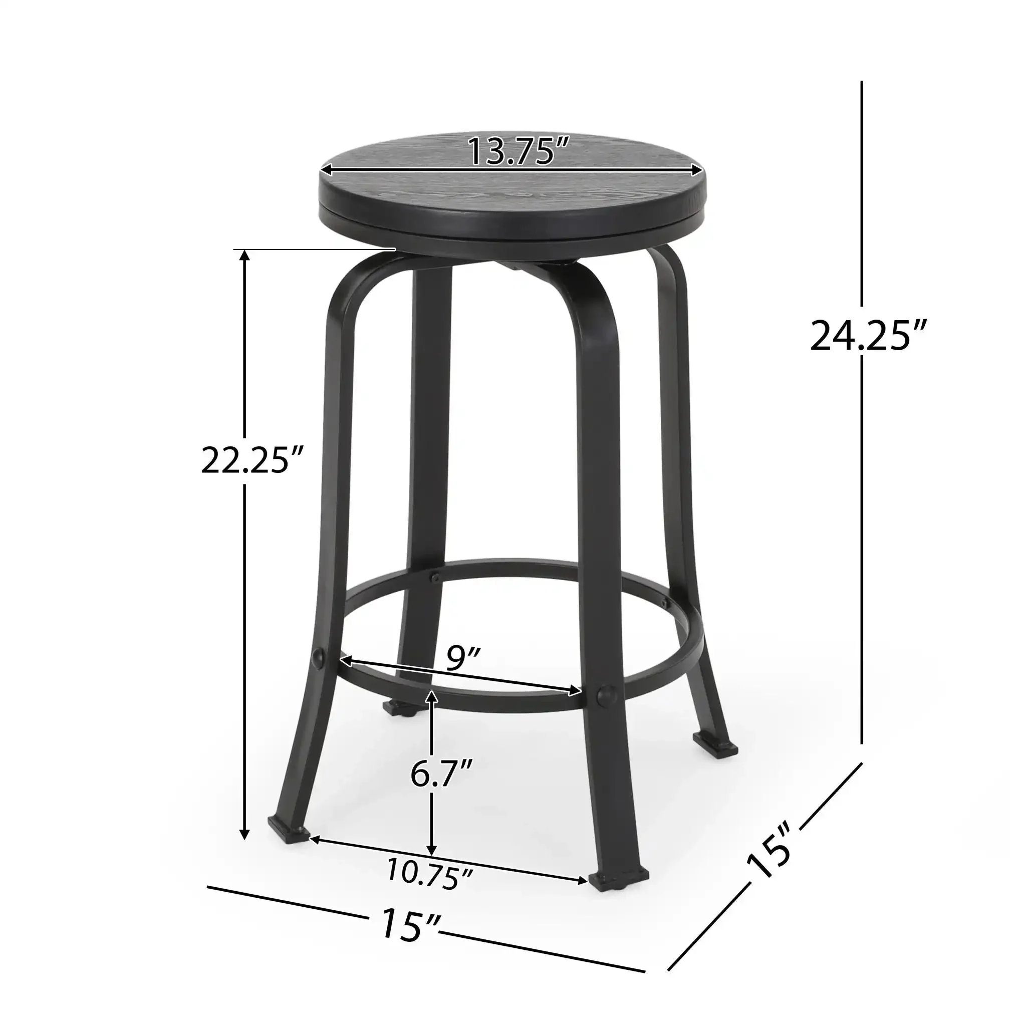 Modern Industrial Counter Stool Set With Swivel Function - Image 2