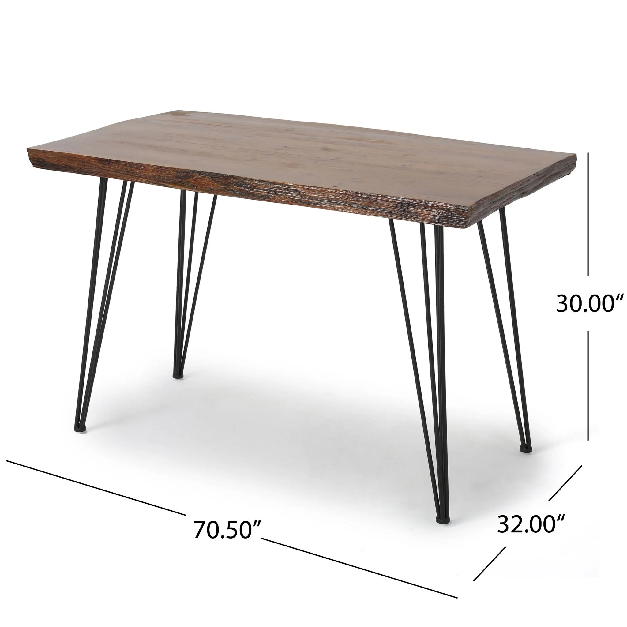 Modern Industrial Faux Live Edge Dining Table With Hairpin Legs - Natural - Image 2