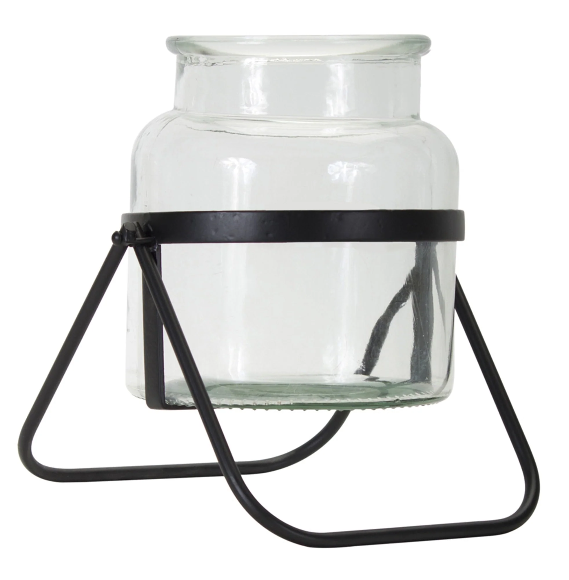 Modern Jar Vase in Meatl Stand (Set of 2) - Image 2