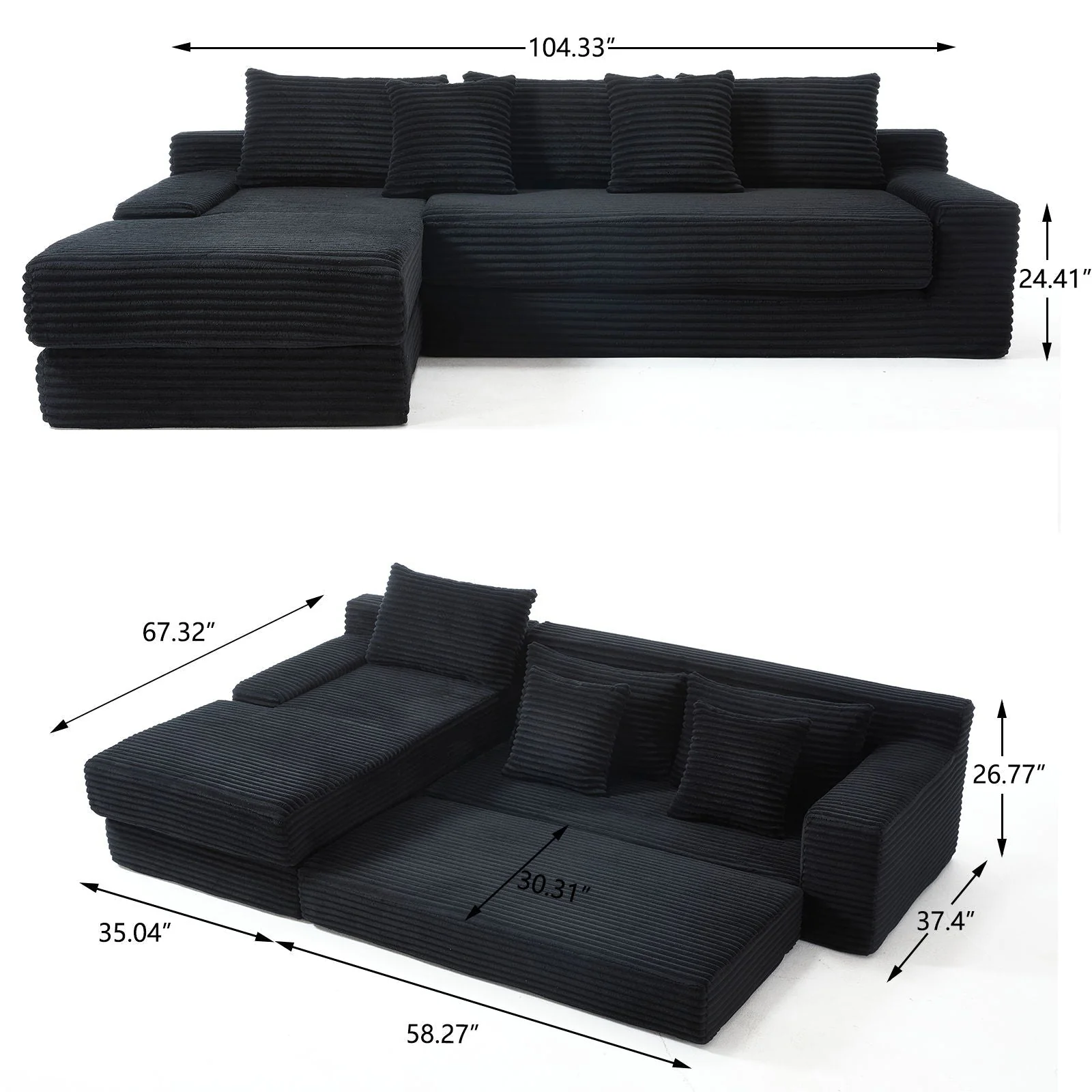 Modern L - Shaped Sectional Couch With Memory Foam - Image 10