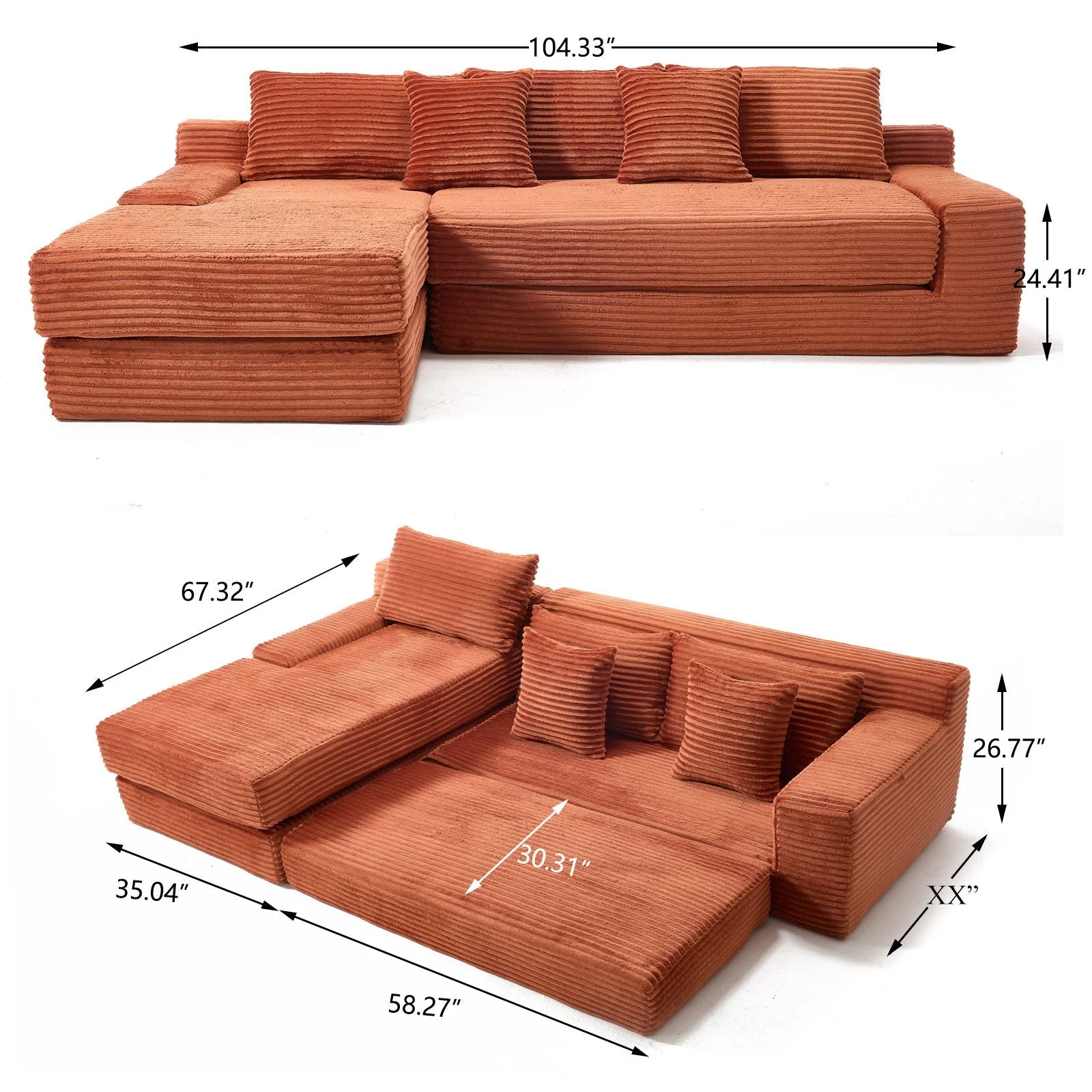 Modern L - Shaped Sectional Couch With Memory Foam - Image 11