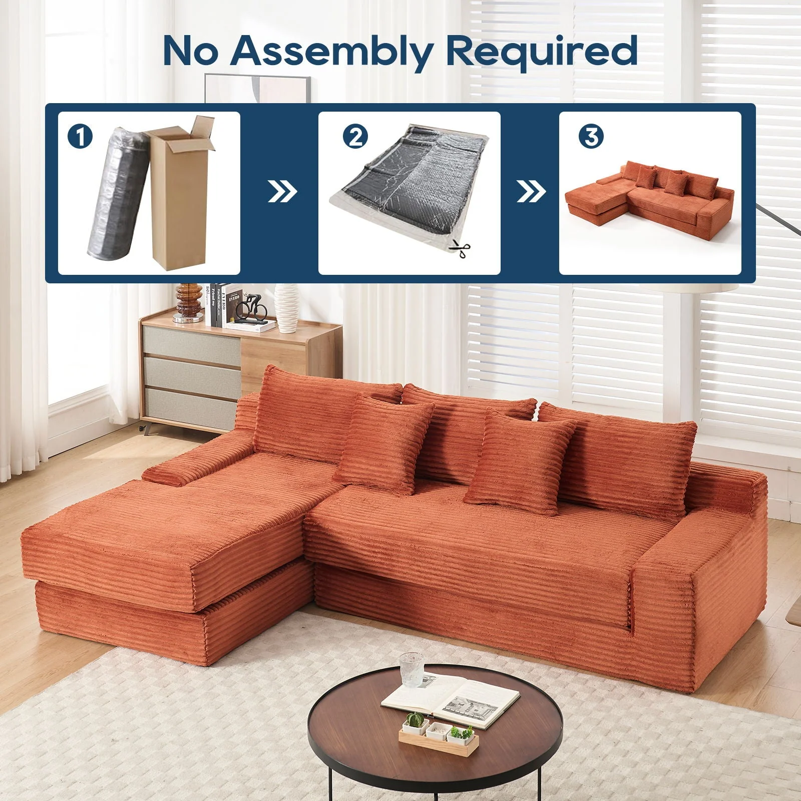 Modern L - Shaped Sectional Couch With Memory Foam - Image 12