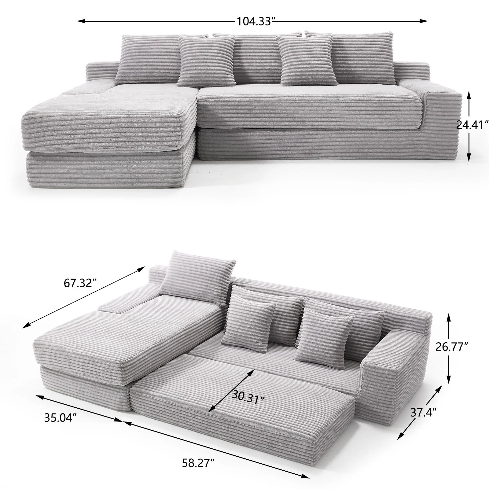 Modern L - Shaped Sectional Couch With Memory Foam - Image 5