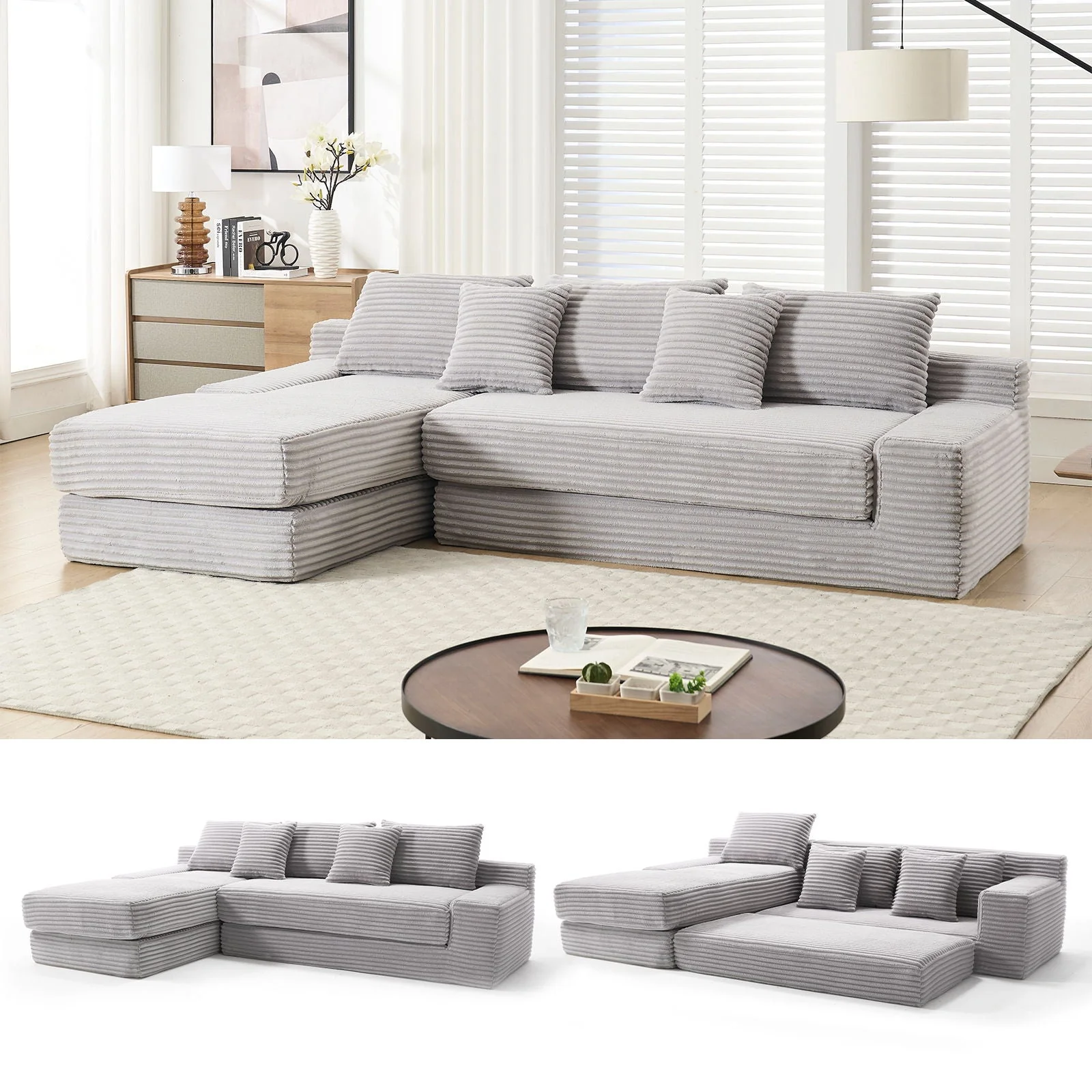 Modern L - Shaped Sectional Couch With Memory Foam - Image 7