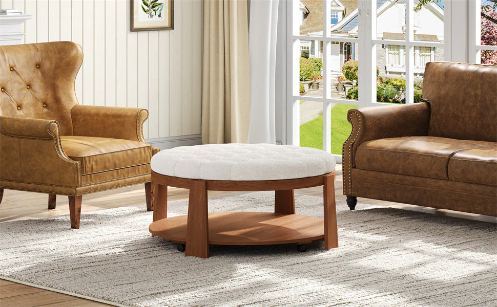 Modern Large Round Ottoman Coffee Table - Image 19
