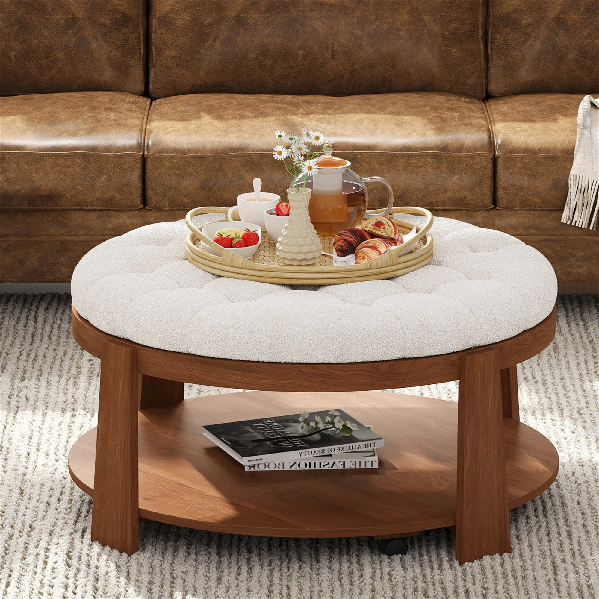 Modern Large Round Ottoman Coffee Table - Image 2