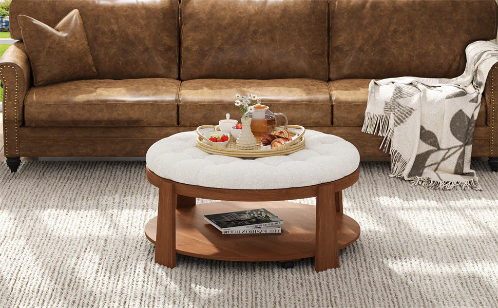 Modern Large Round Ottoman Coffee Table - Image 20
