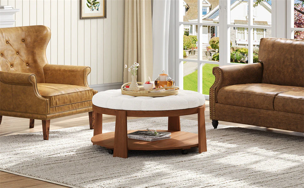 Modern Large Round Ottoman Coffee Table - Image 21