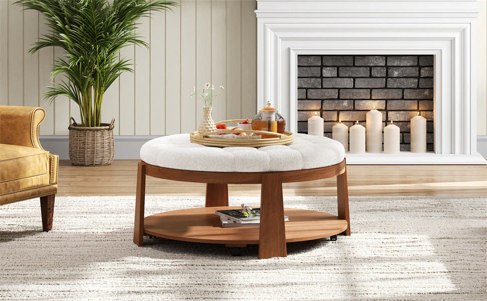 Modern Large Round Ottoman Coffee Table - Image 22