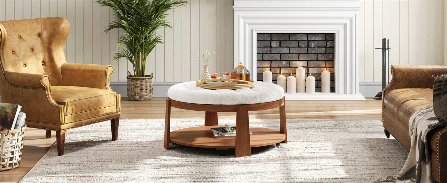 Modern Large Round Ottoman Coffee Table - Image 23