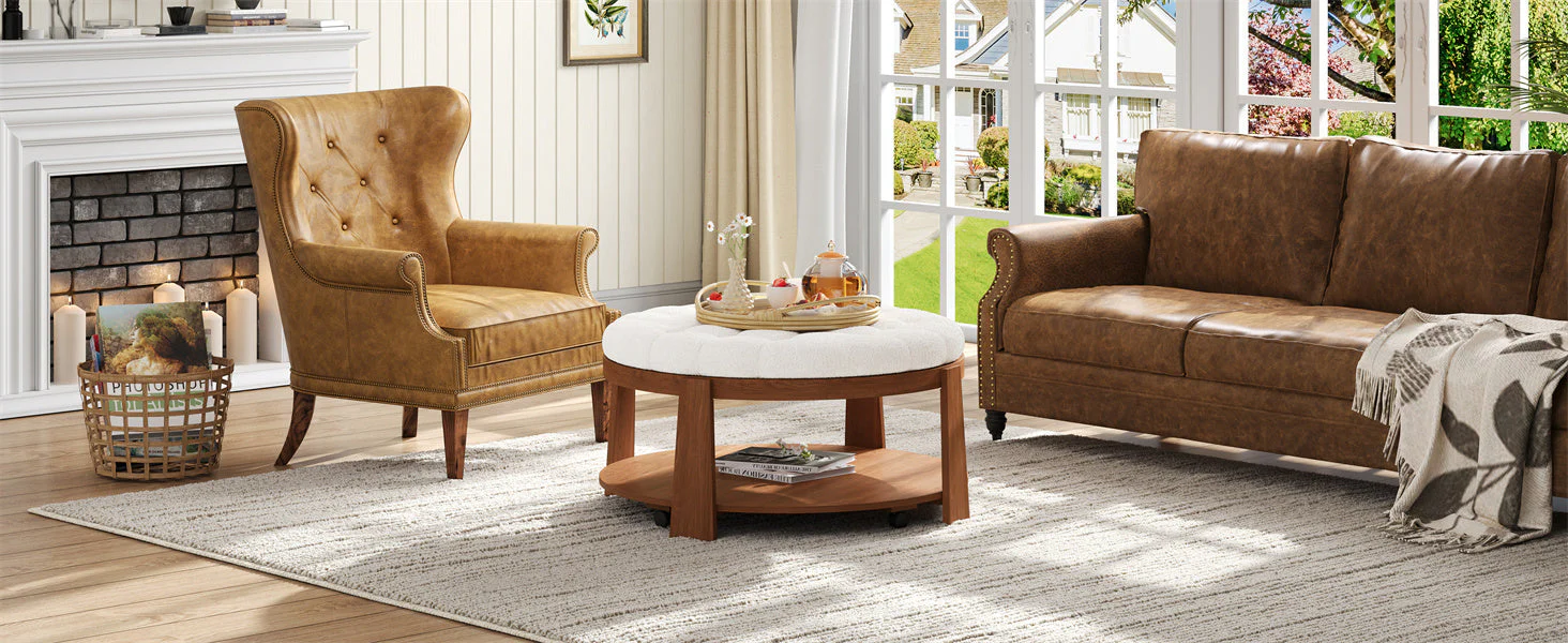 Modern Large Round Ottoman Coffee Table - Image 24