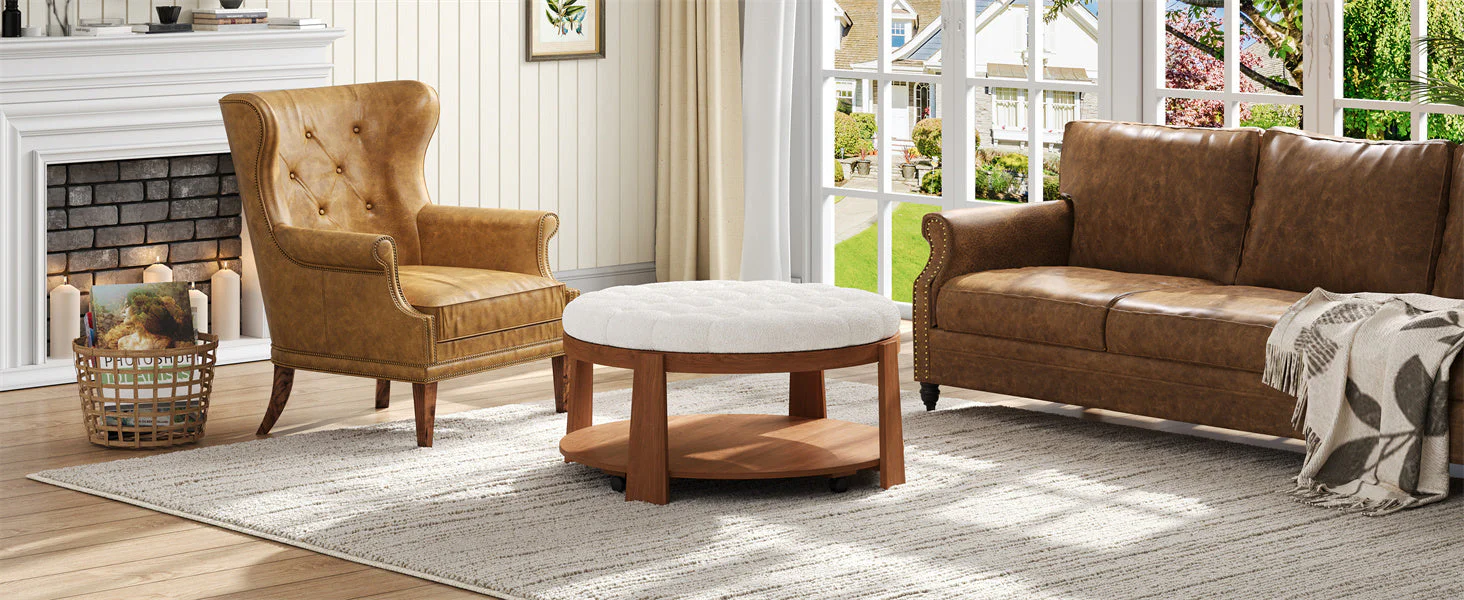 Modern Large Round Ottoman Coffee Table - Image 25