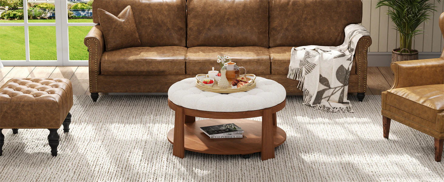 Modern Large Round Ottoman Coffee Table - Image 26