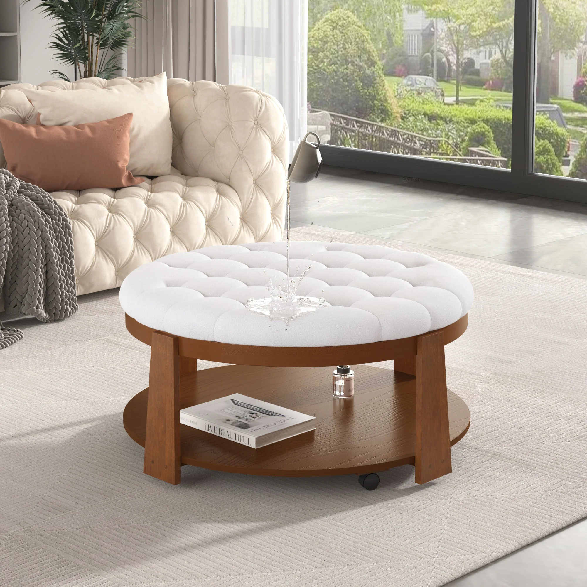 Modern Large Round Ottoman Coffee Table - Image 5