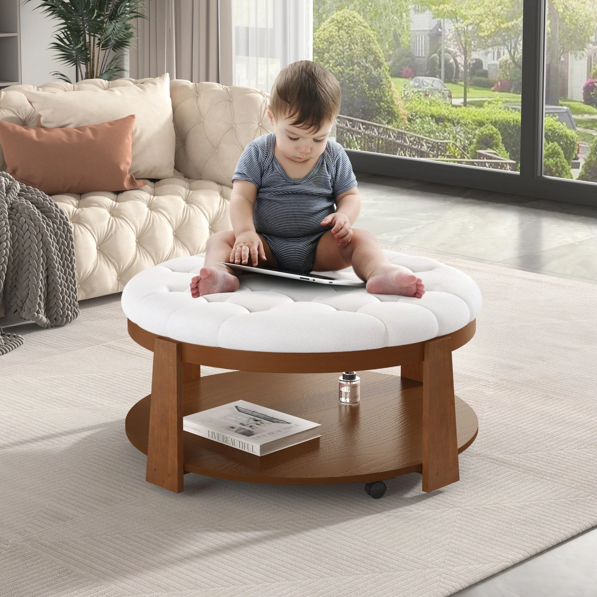 Modern Large Round Ottoman Coffee Table - Image 6
