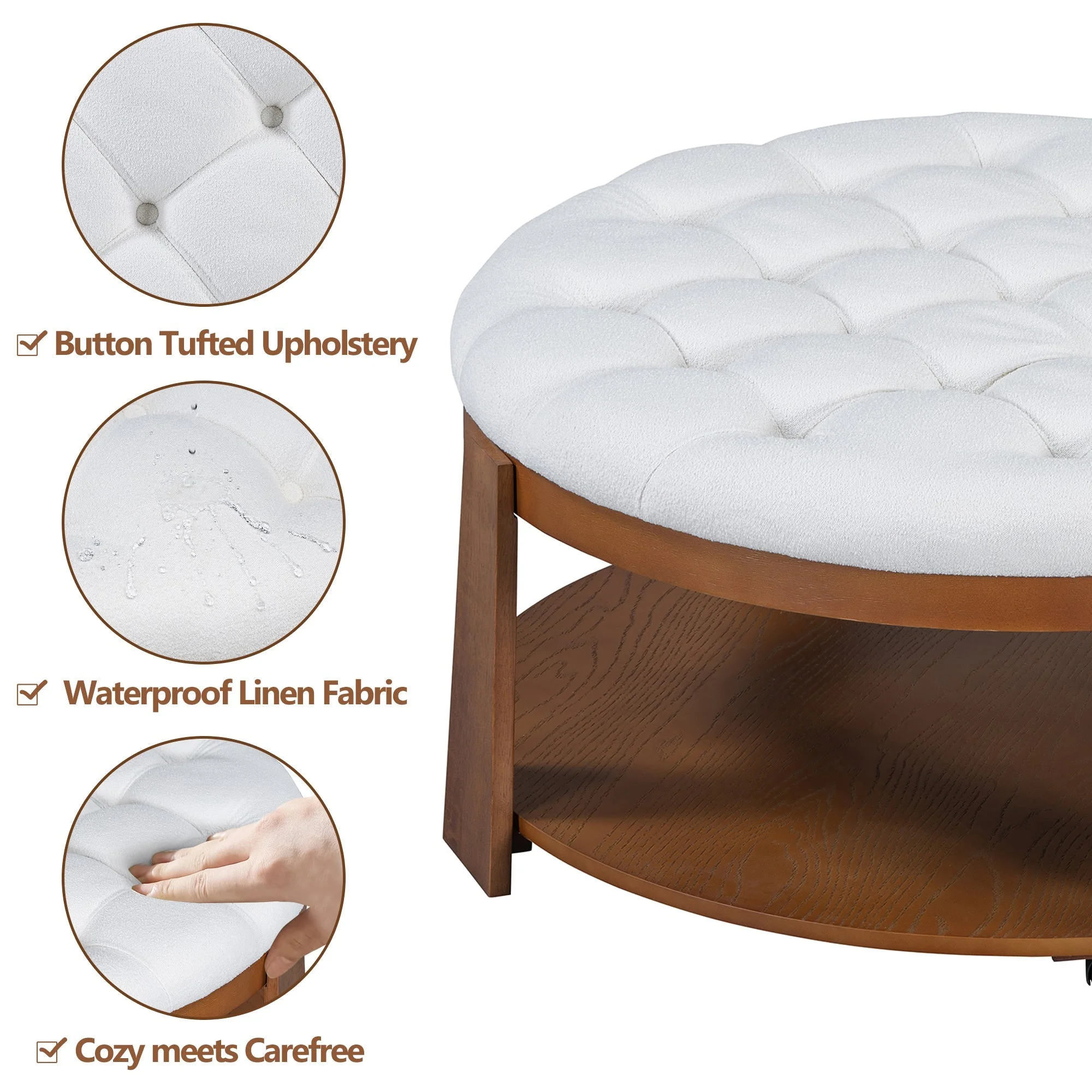 Modern Large Round Ottoman Coffee Table - Image 7