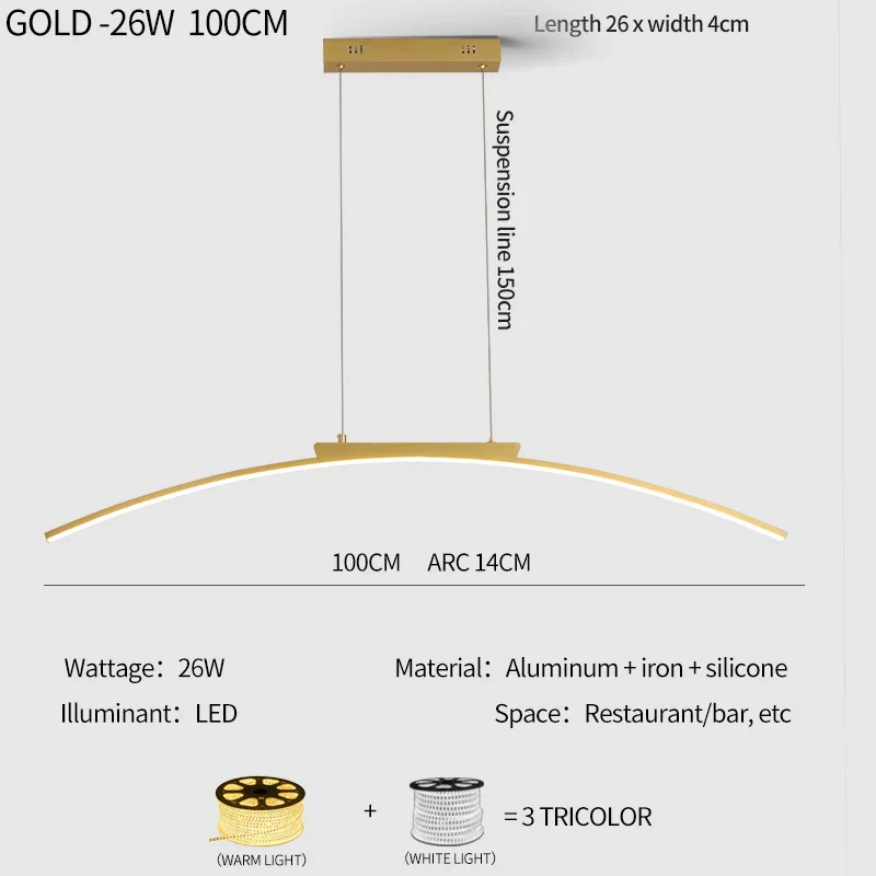 Modern LED Arc Pendant Light – Adjustable Dining Room Hanging Lamp for Kitchen - Image 17
