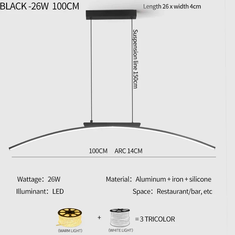 Modern LED Arc Pendant Light – Adjustable Dining Room Hanging Lamp for Kitchen - Image 18