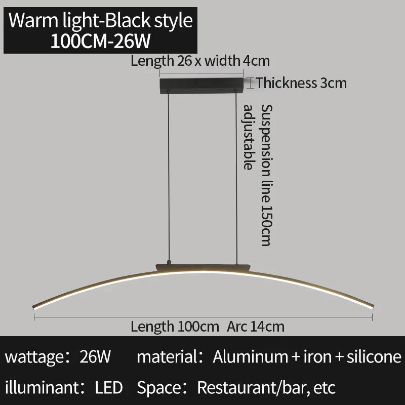 Modern LED Arc Pendant Light – Adjustable Dining Room Hanging Lamp for Kitchen - Image 19