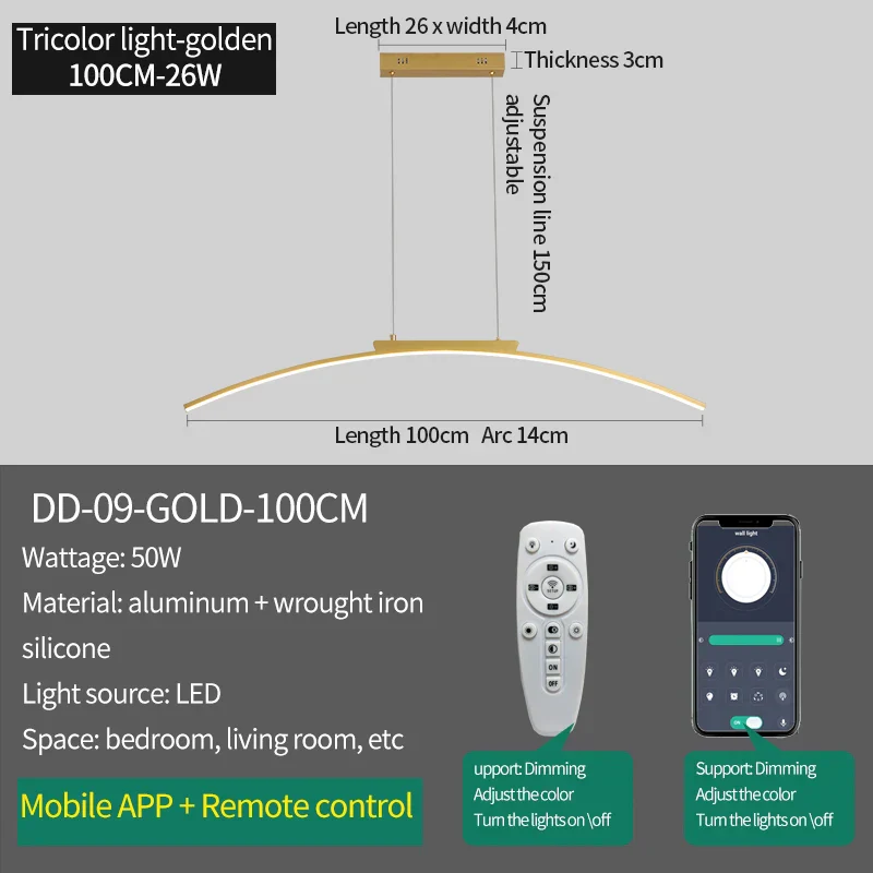 Modern LED Arc Pendant Light – Adjustable Dining Room Hanging Lamp for Kitchen - Image 21