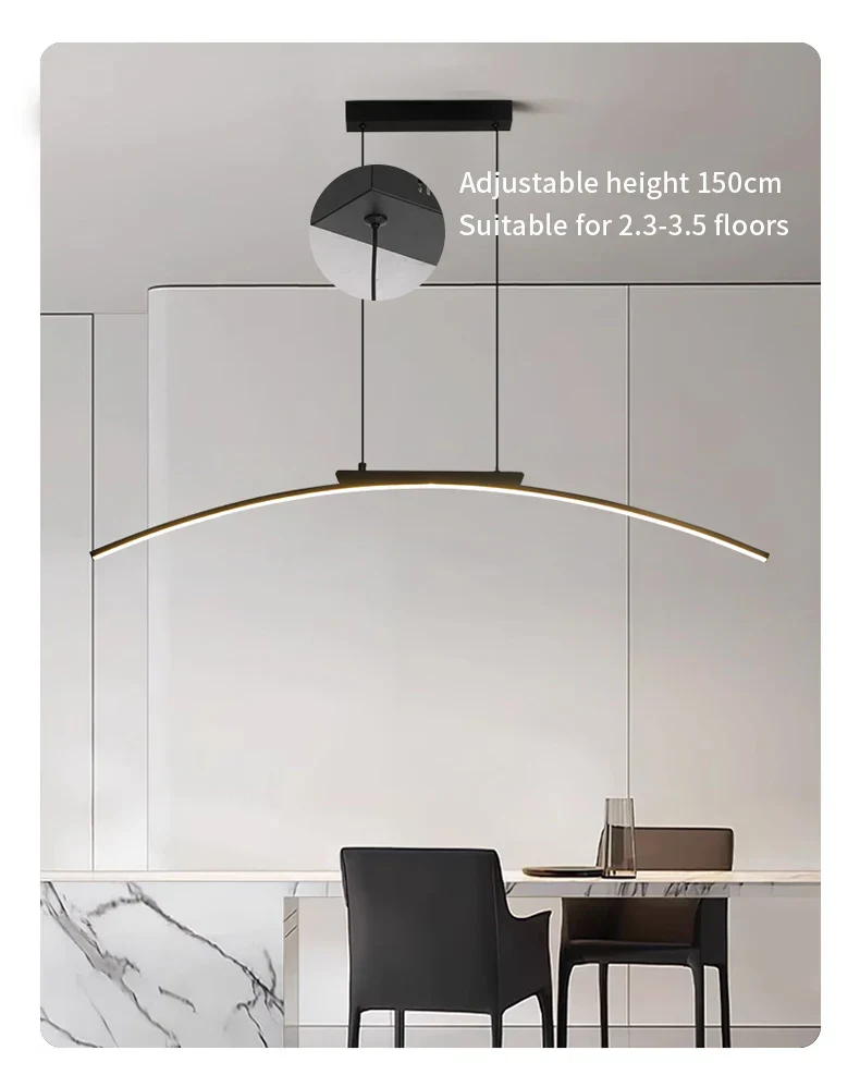 Modern LED Arc Pendant Light – Adjustable Dining Room Hanging Lamp for Kitchen - Image 7