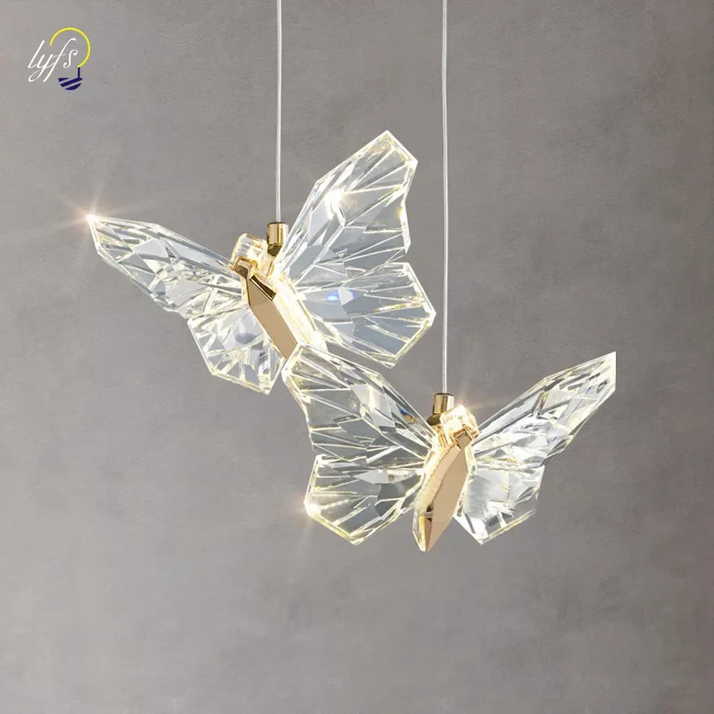 Modern LED Butterfly Crystal Pendant Light Chandelier for Dining Living Bedroom - Image 2