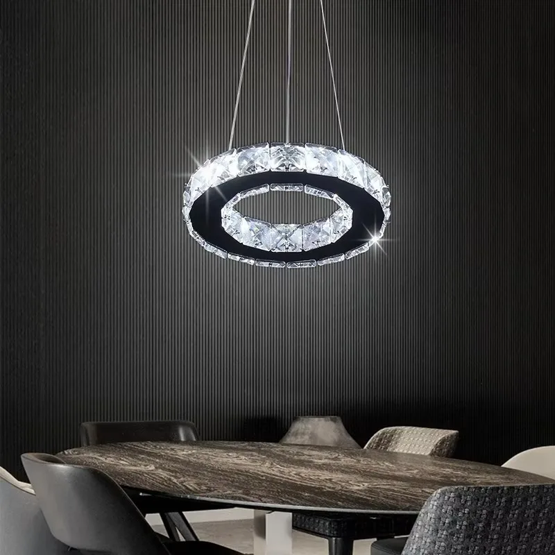 Modern LED Crystal Pendant Light Single Hanging Lamp for Bedroom Home Decor