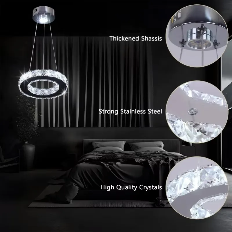 Modern LED Crystal Pendant Light Single Hanging Lamp for Bedroom Home Decor - Image 3